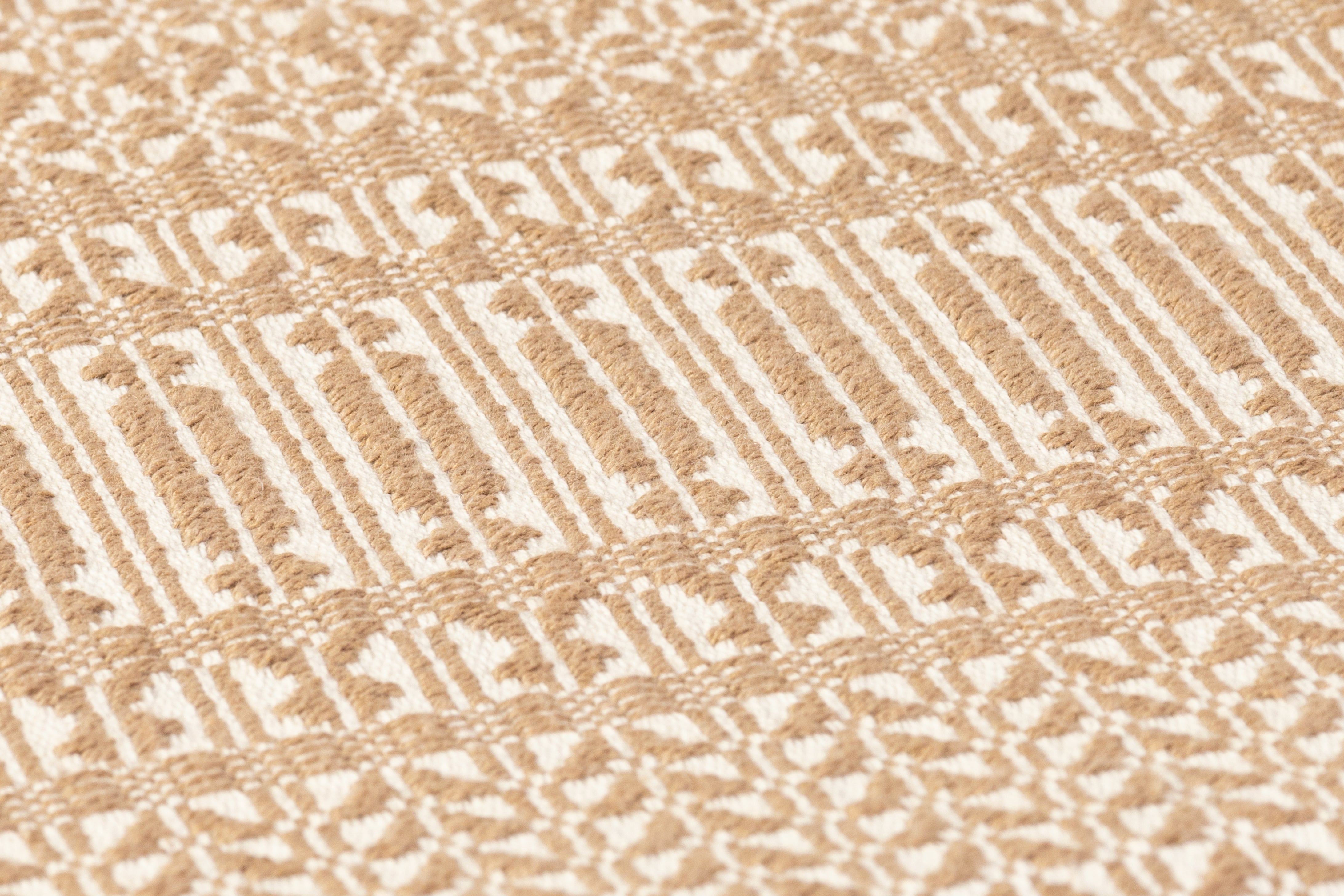 Geometric Italian Cotton Tweed Brocade - Beige
