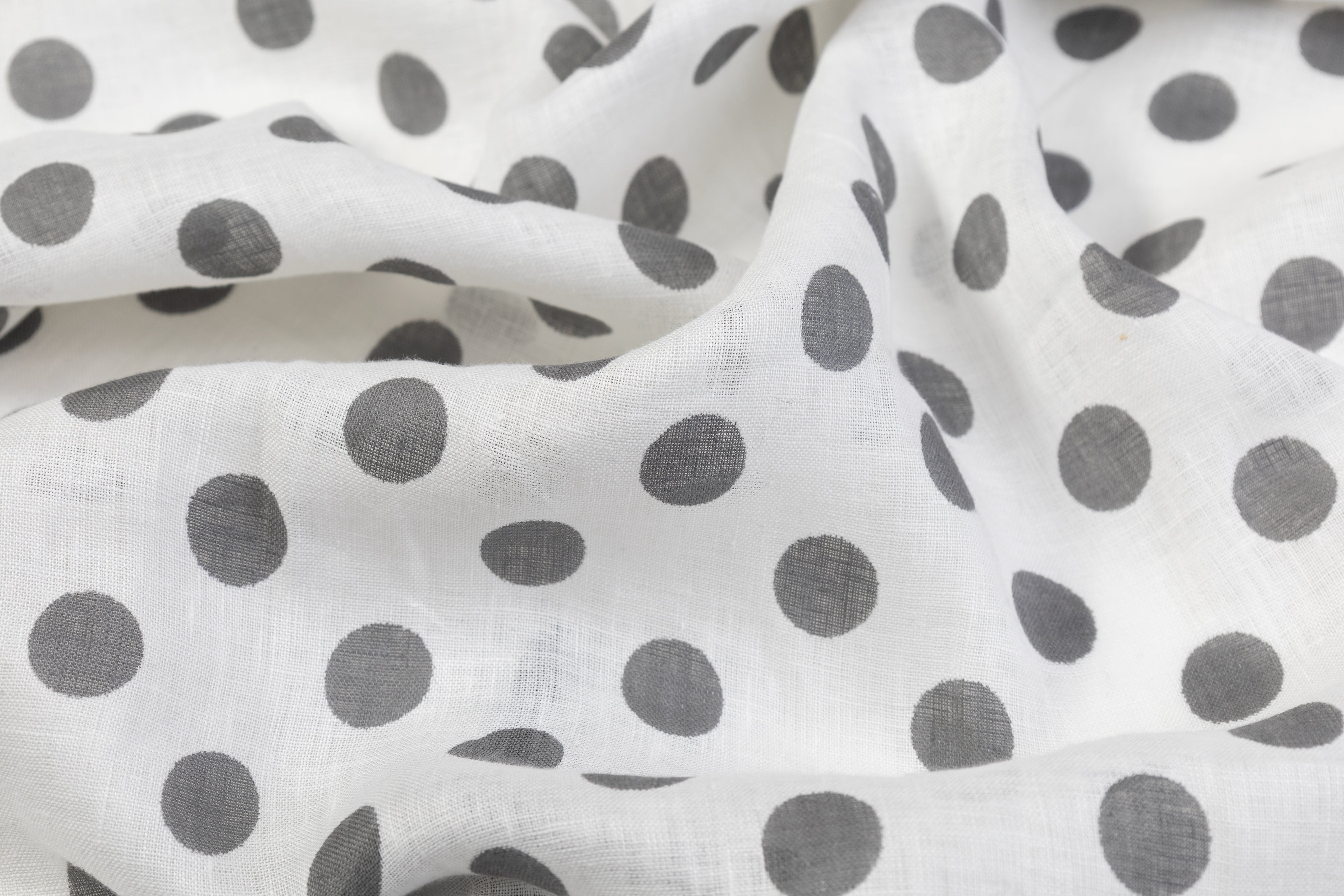 Dotted Italian Linen - Gray / White