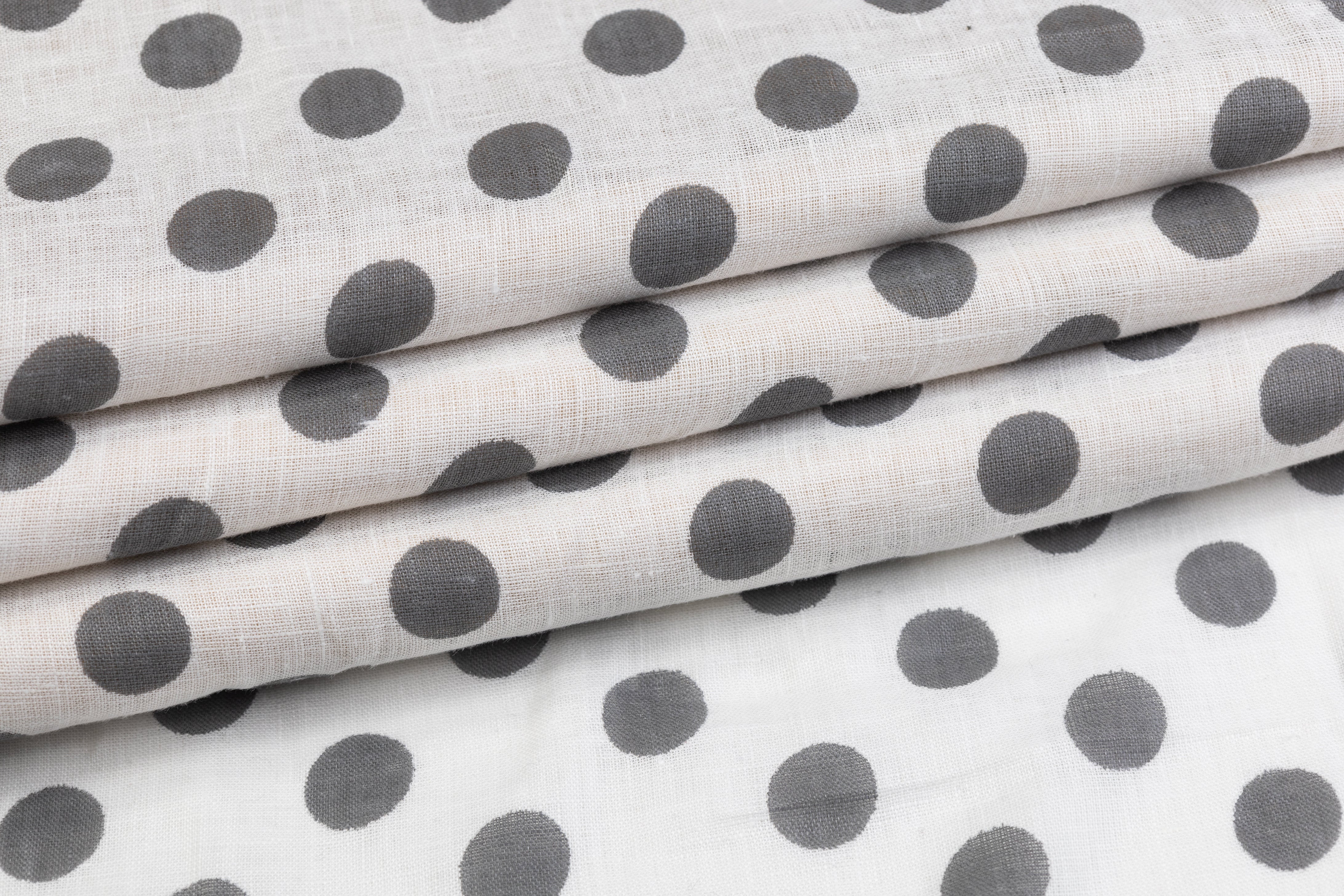 Dotted Italian Linen - Gray / White