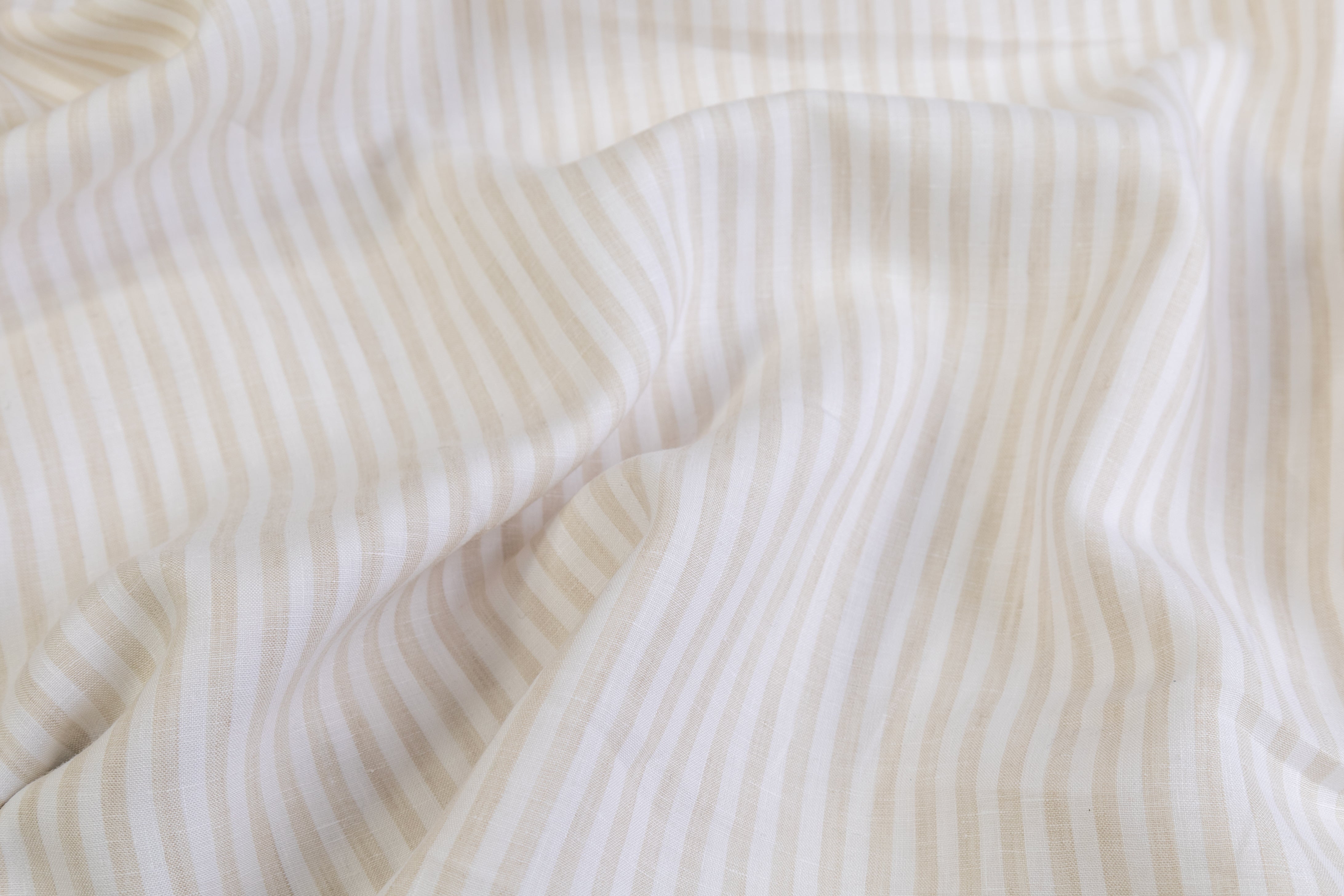 Striped Italian Linen - Taupe / White