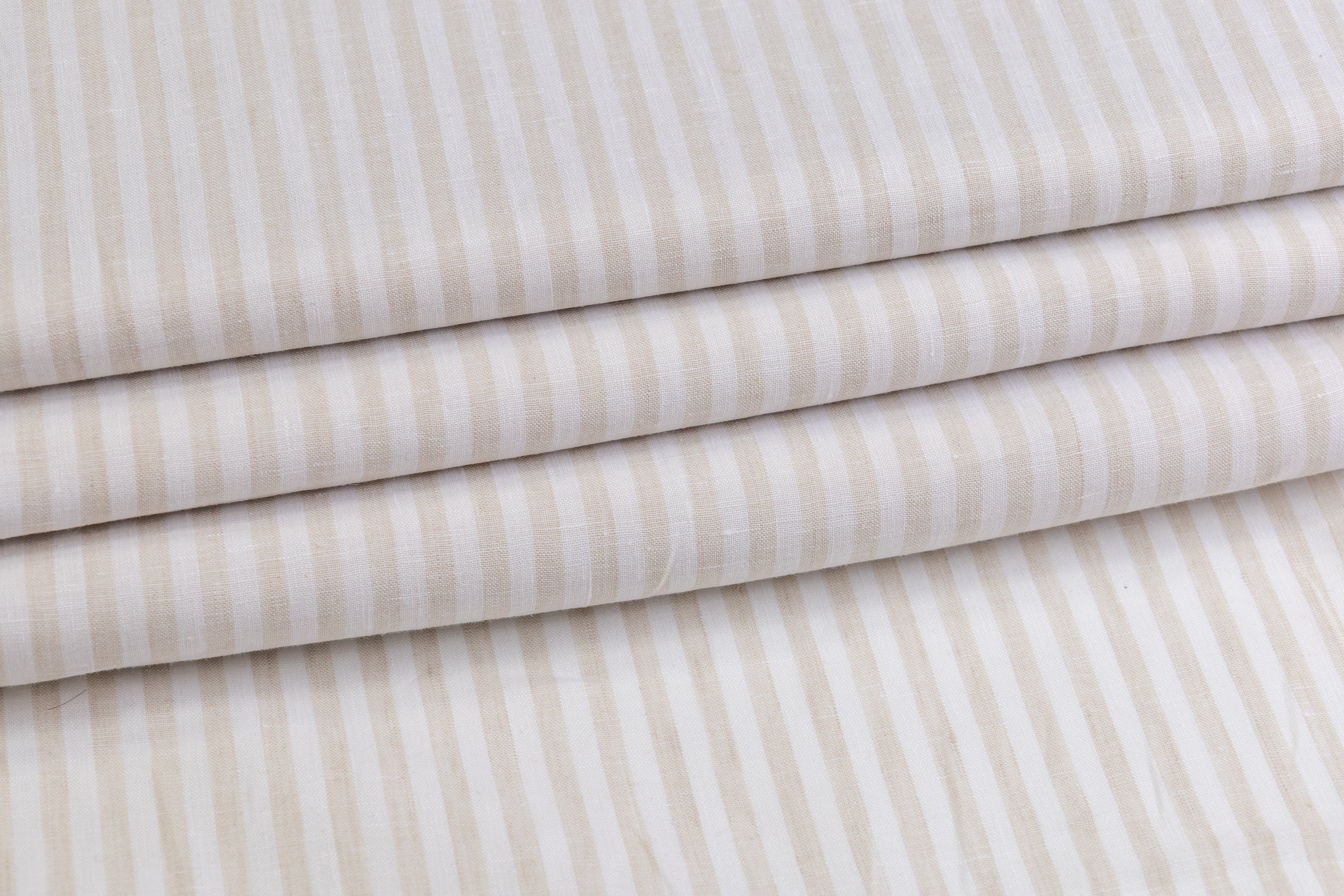 Striped Italian Linen - Taupe / White