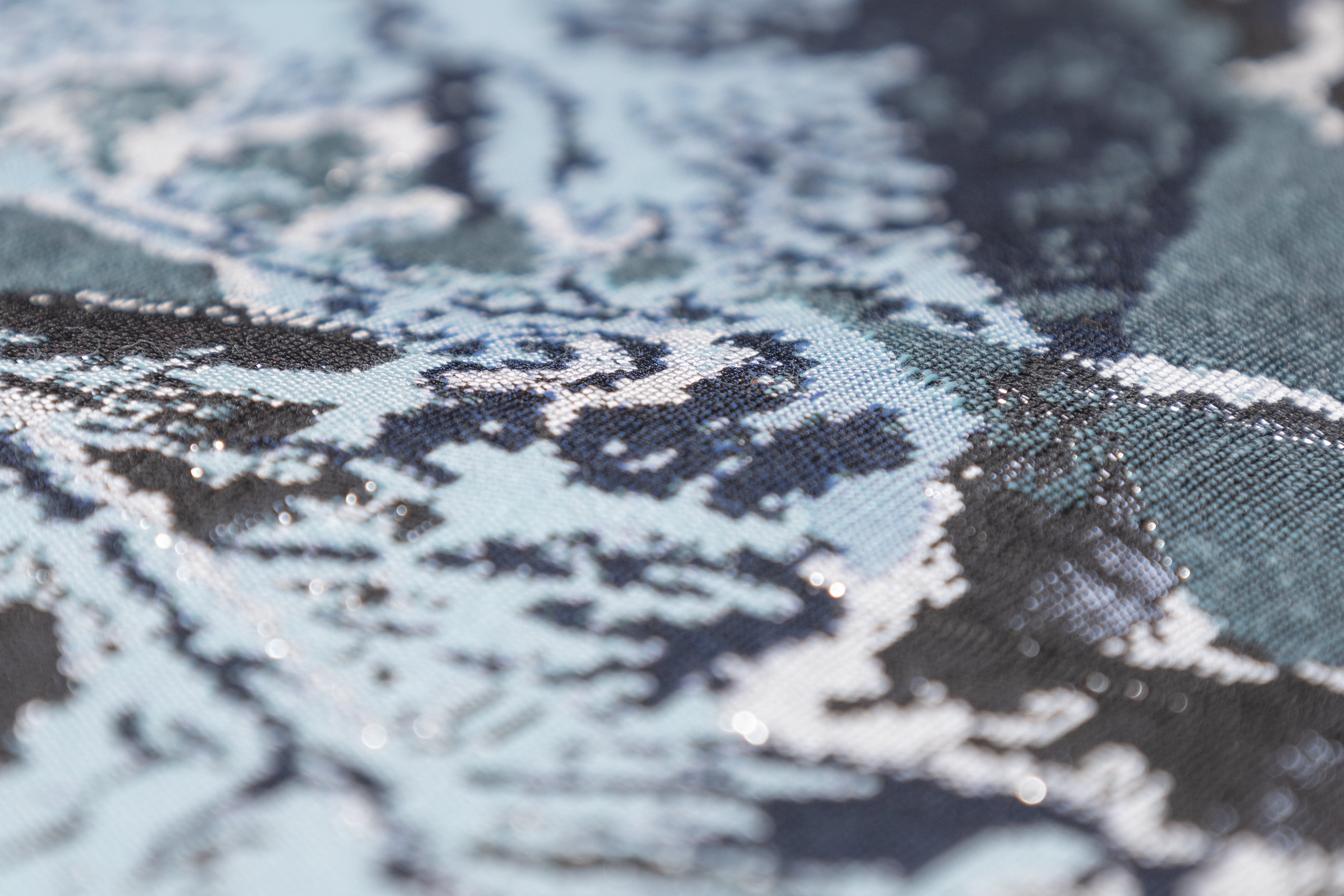 Abstract Metallic Brocade - Blue / Gray / Burgundy