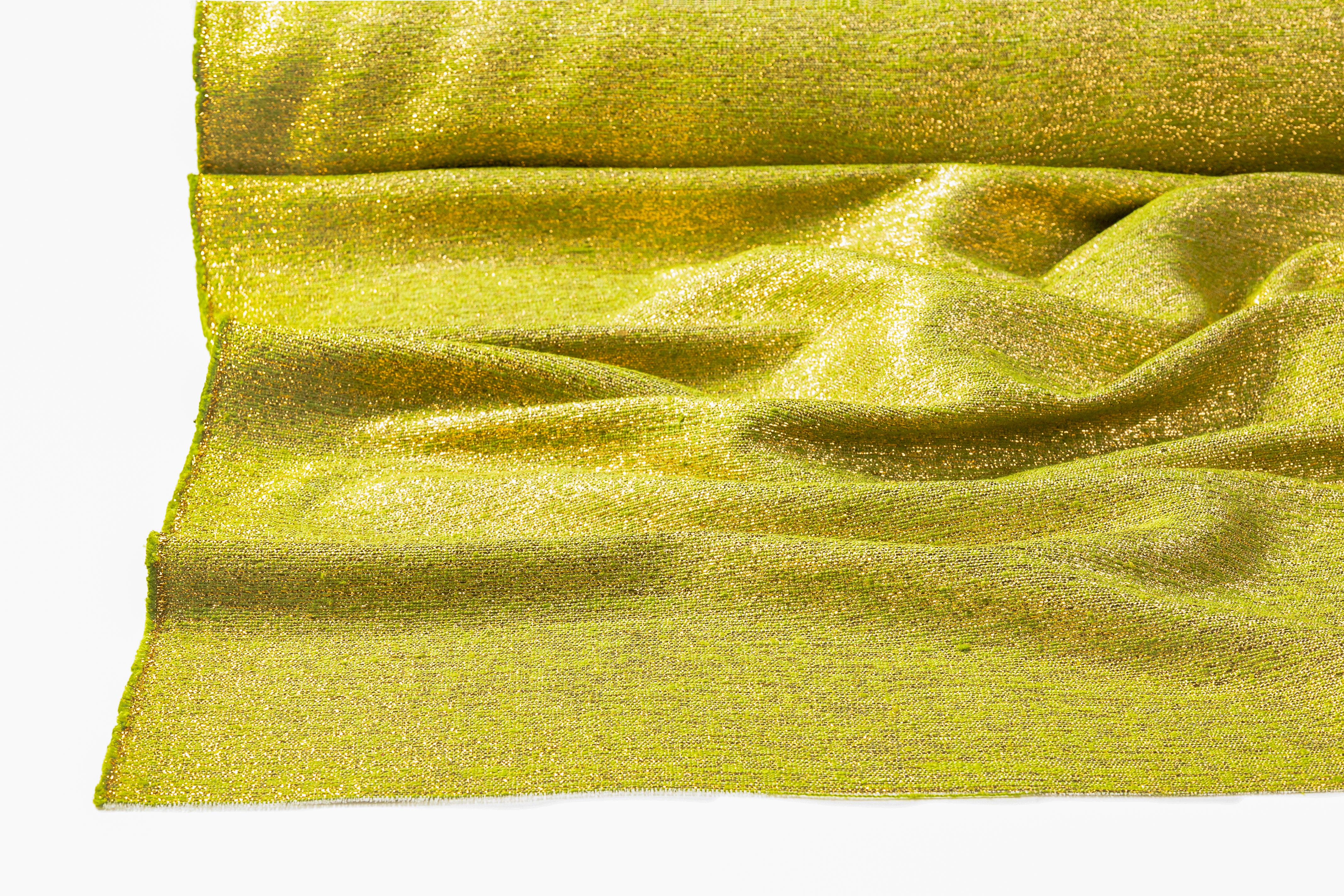 Silk Blend Italian Metallic Brocade - Green / Gold