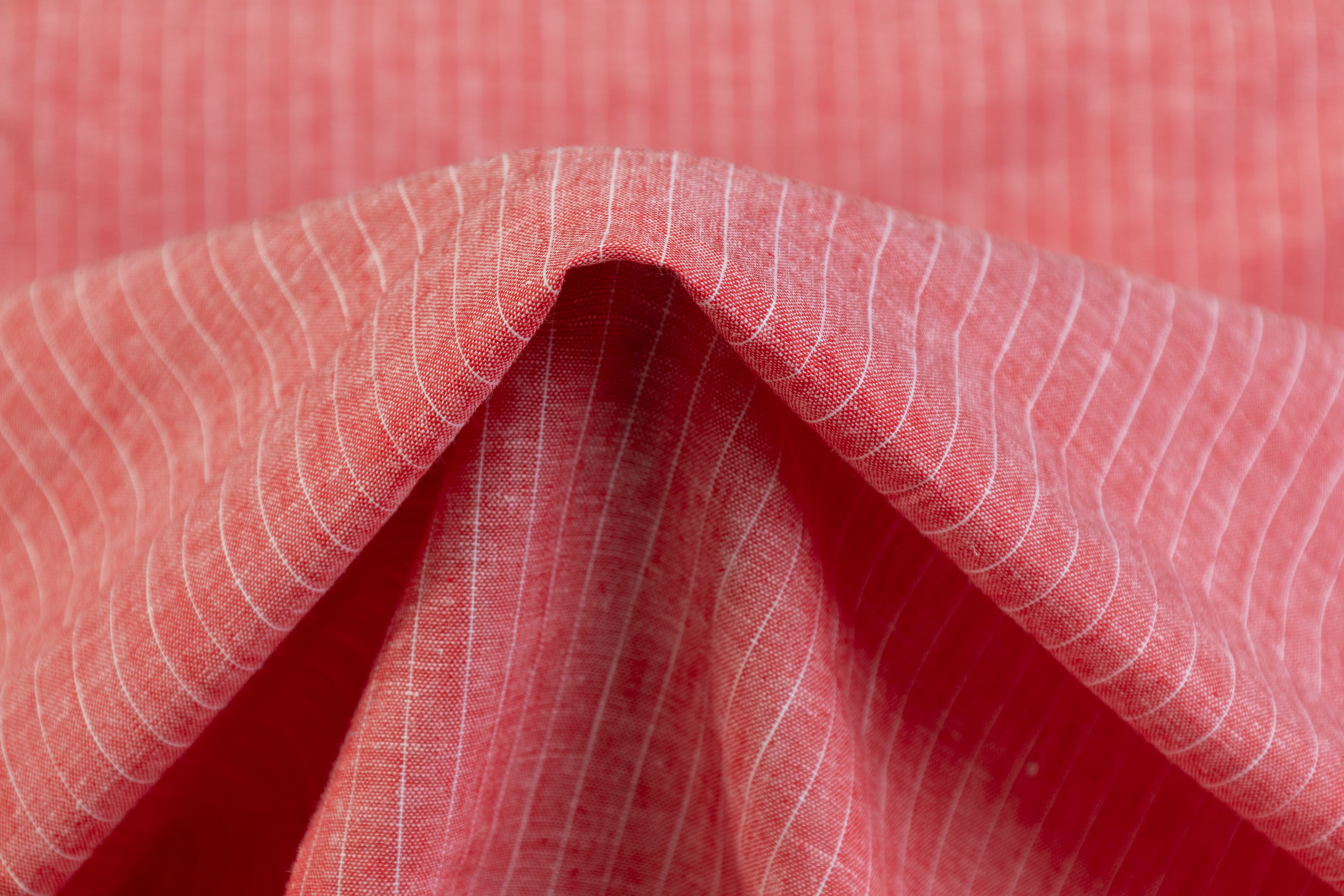 Pin Striped Printed Italian Linen - Red / White