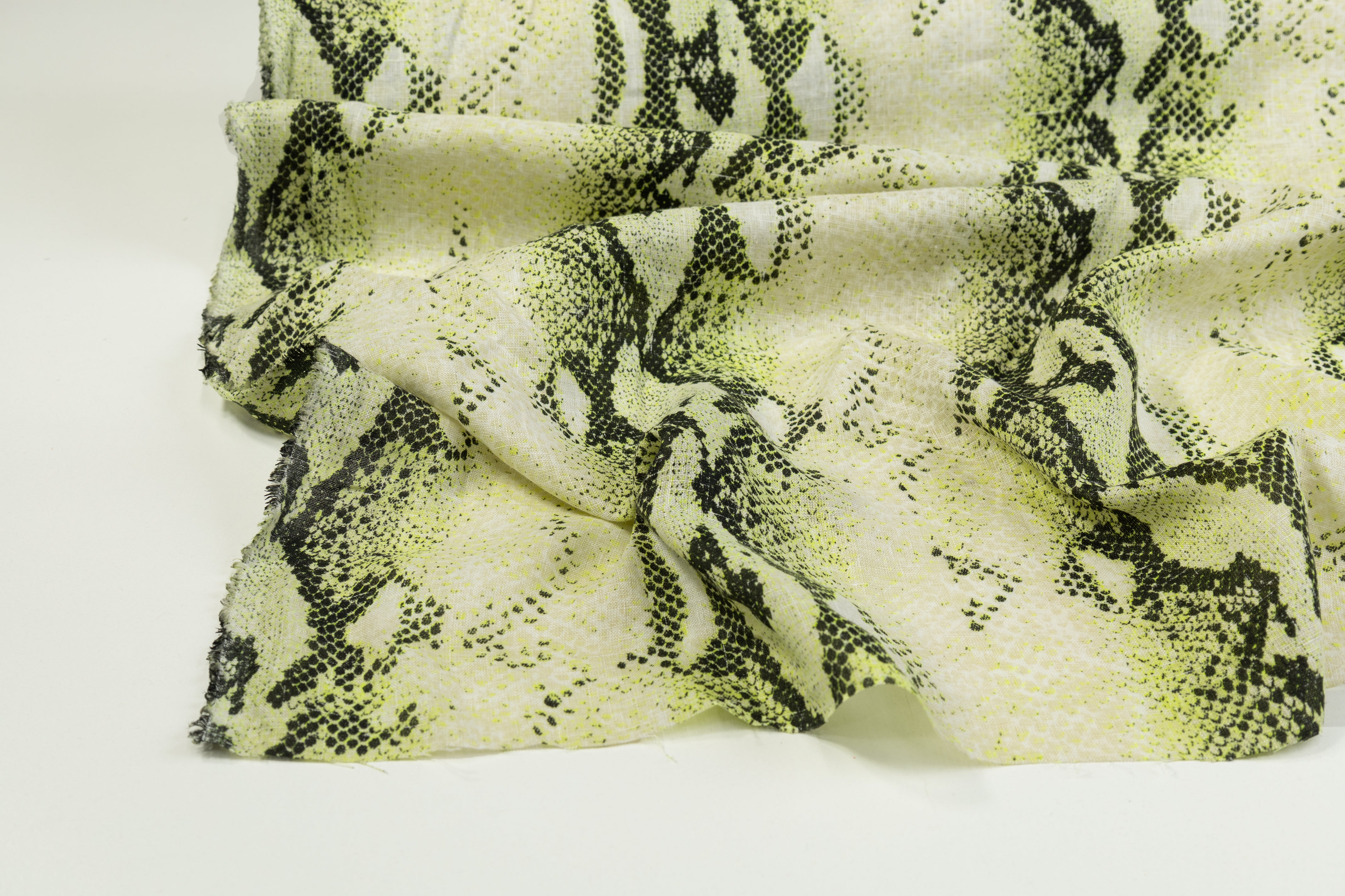 Snake Print Italian Linen - Green