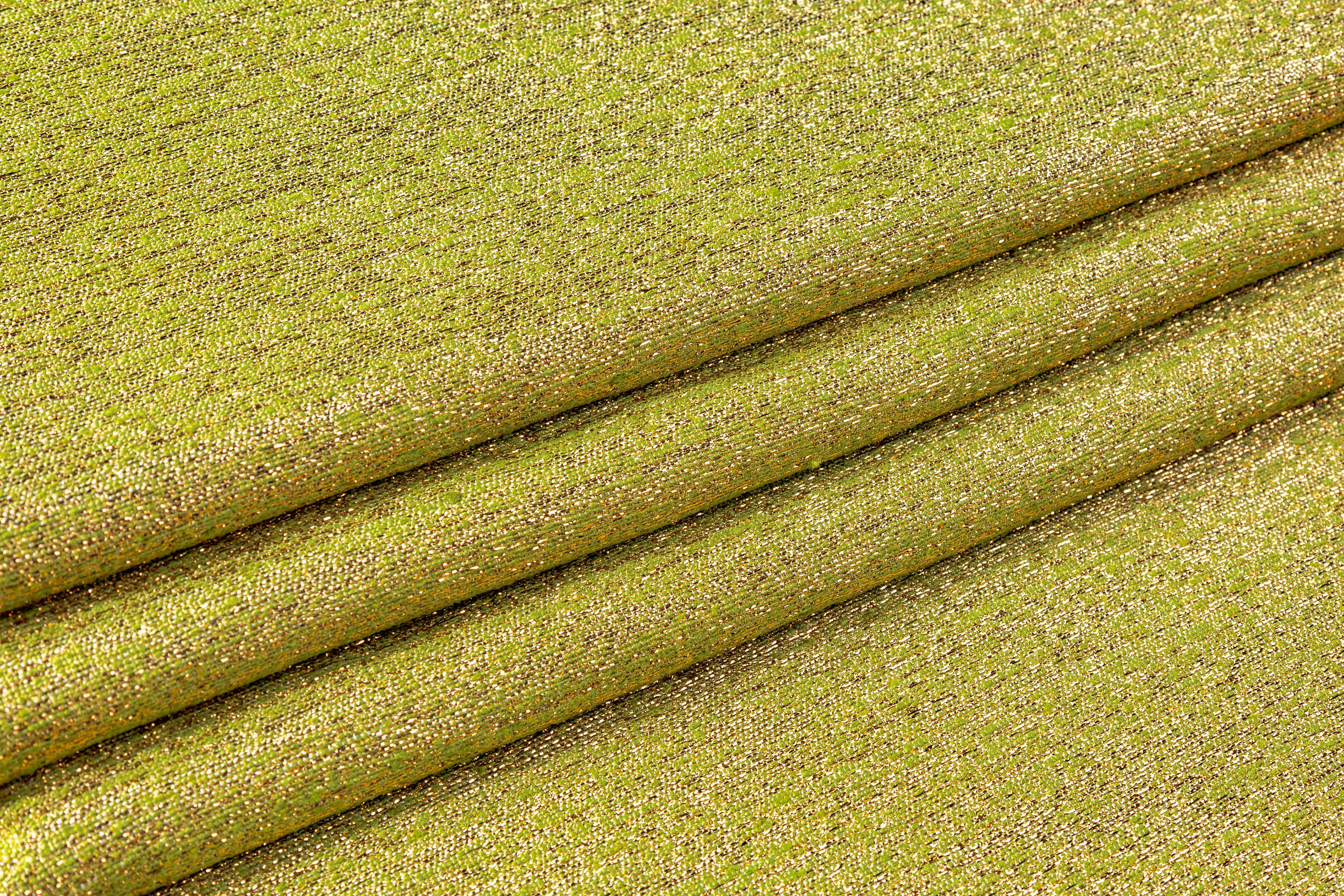 Silk Blend Italian Metallic Brocade - Green / Gold