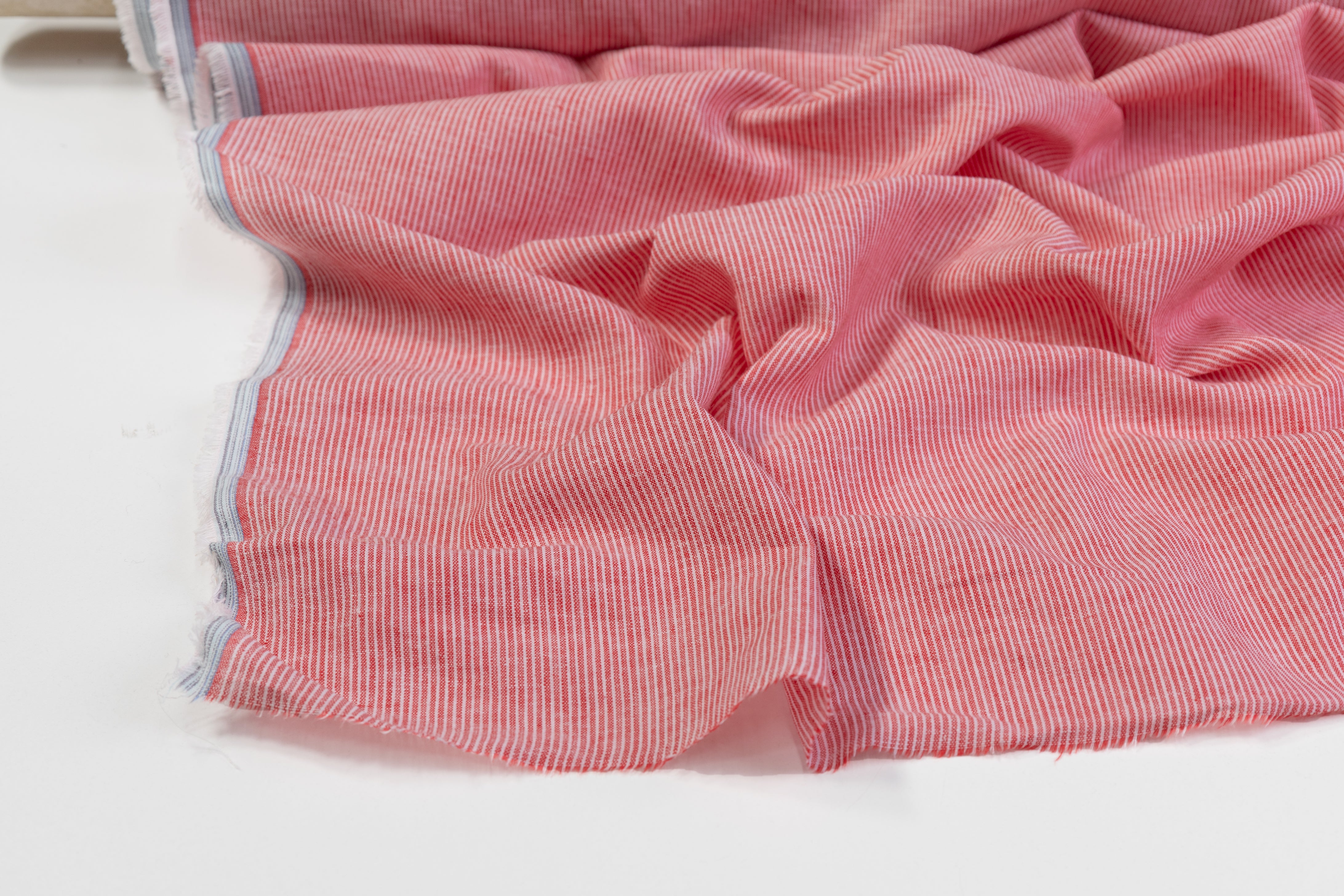 Hairline Striped Printed Linen - Red / White