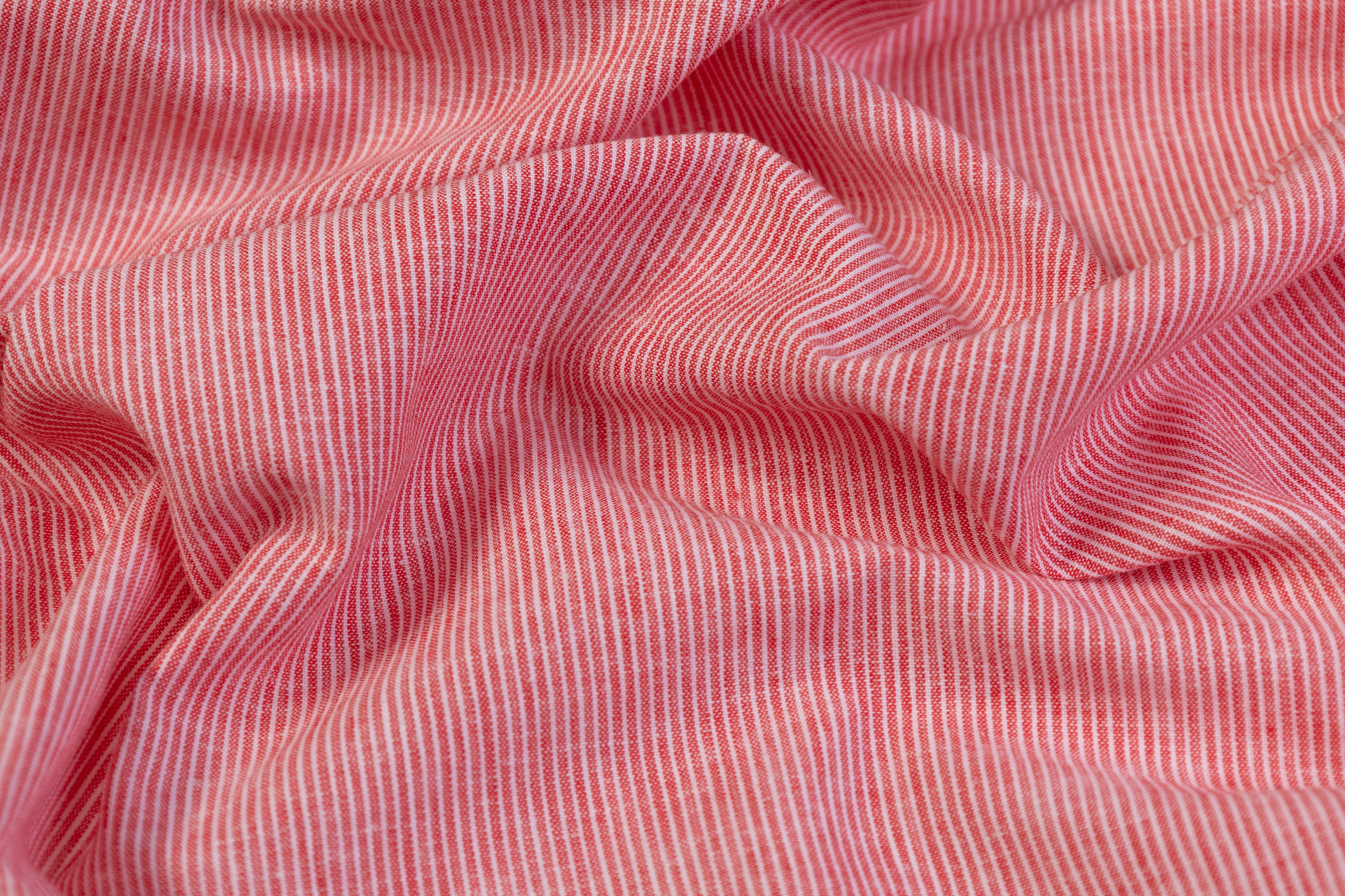 Hairline Striped Printed Linen - Red / White