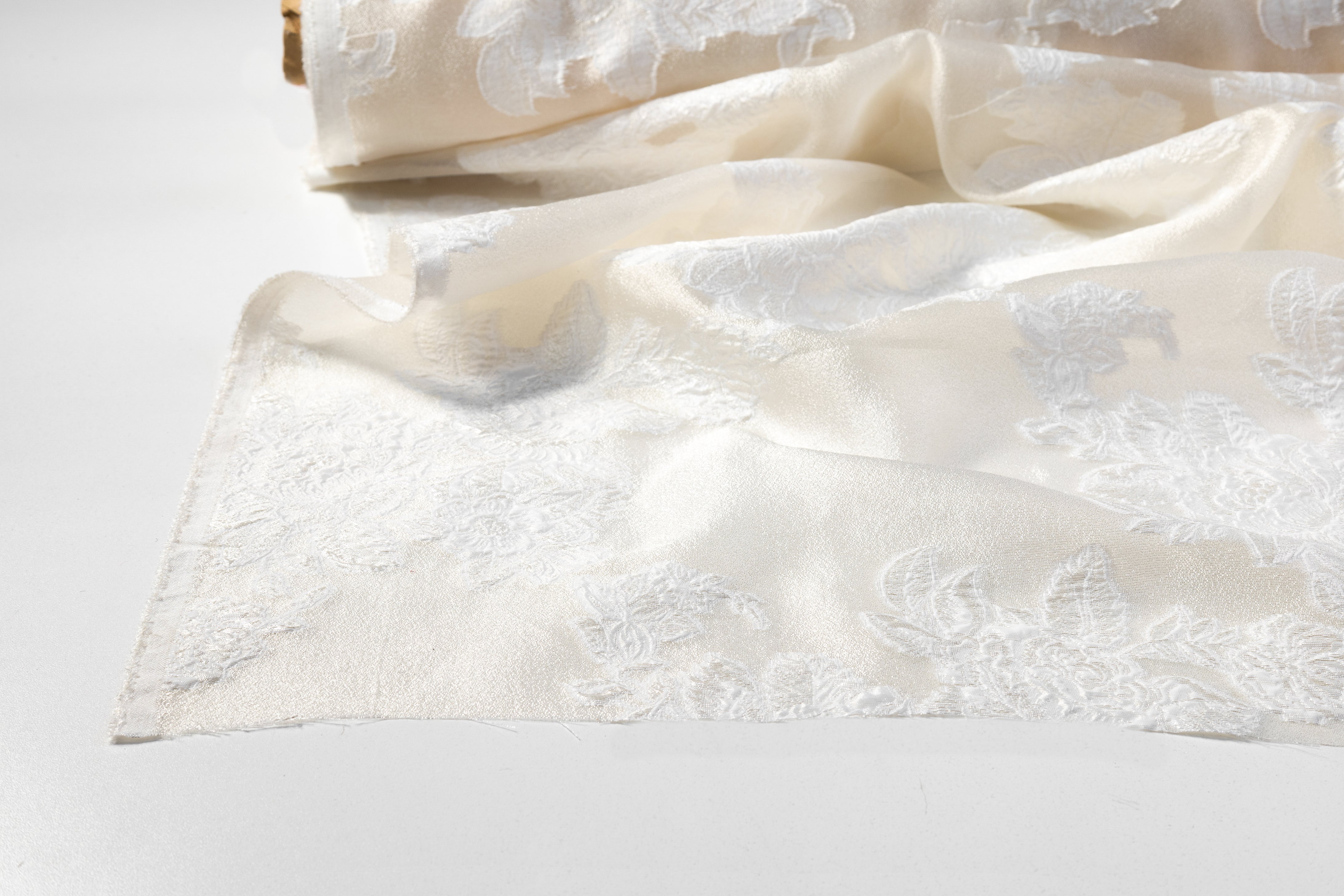 Floral Metallic Organza Fil Coupé Brocade - Off White