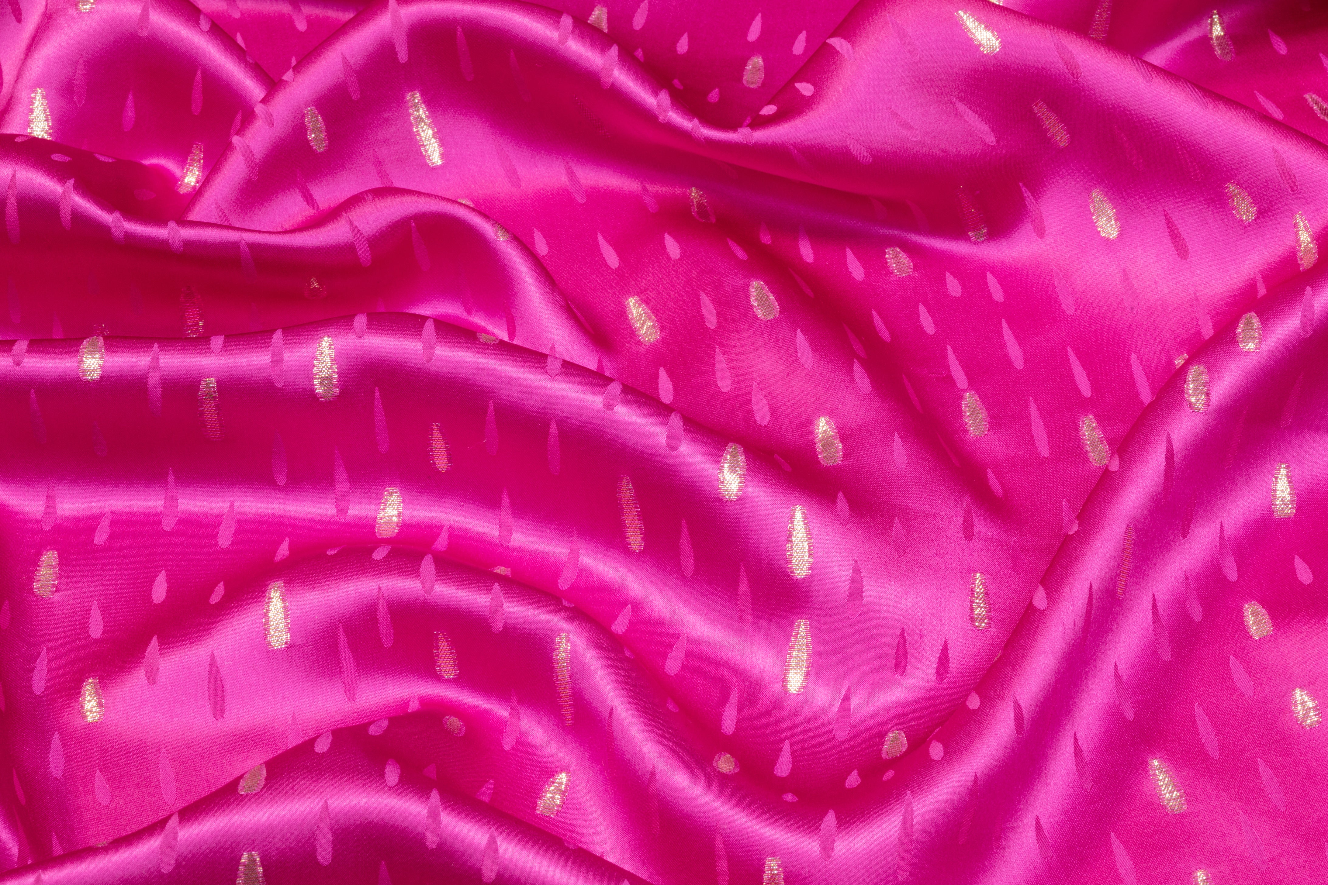 Tear Drop Metallic Italian Silk Jacquard - Fuchsia / Gold