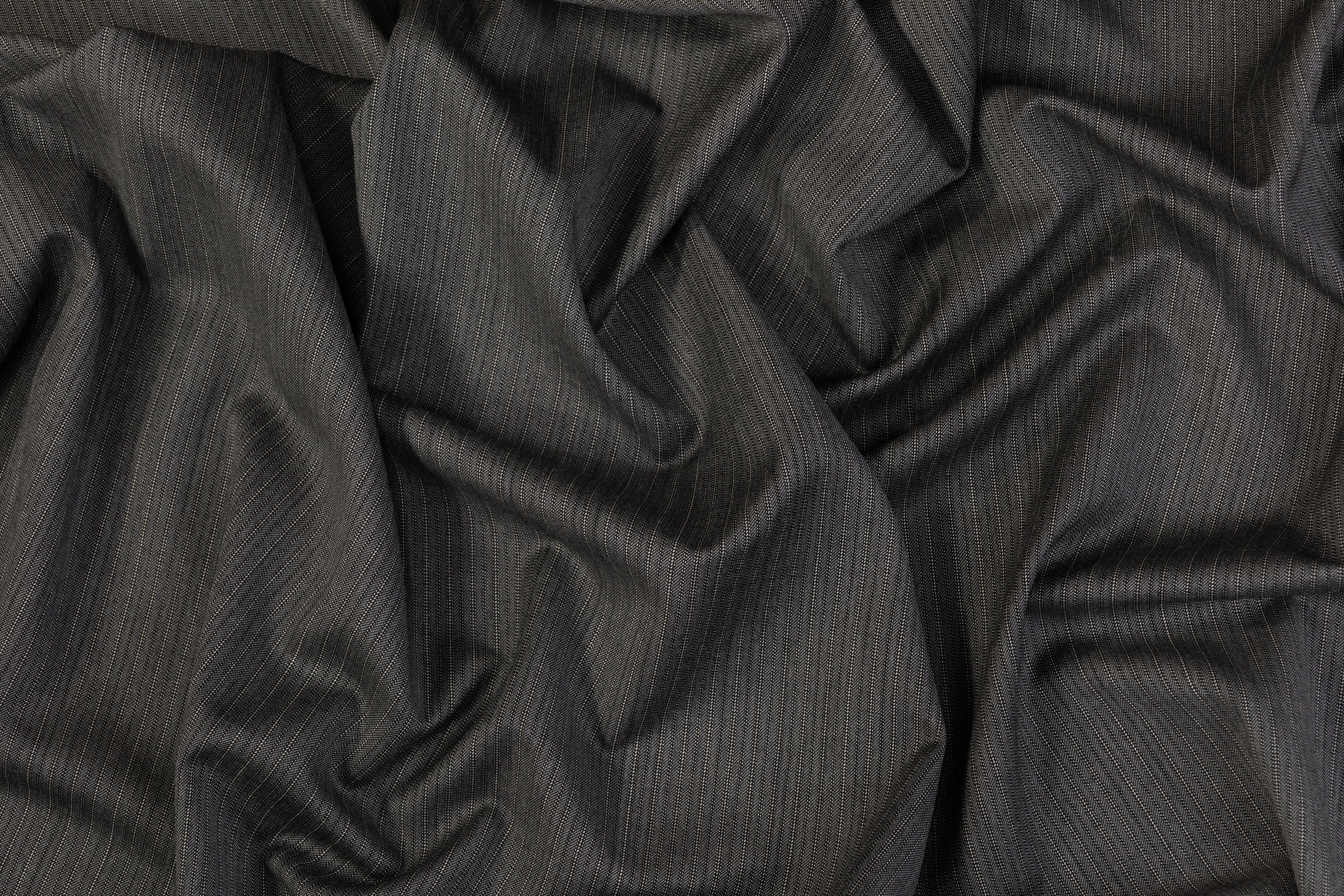 Striped Italian Wool Suiting - Gray