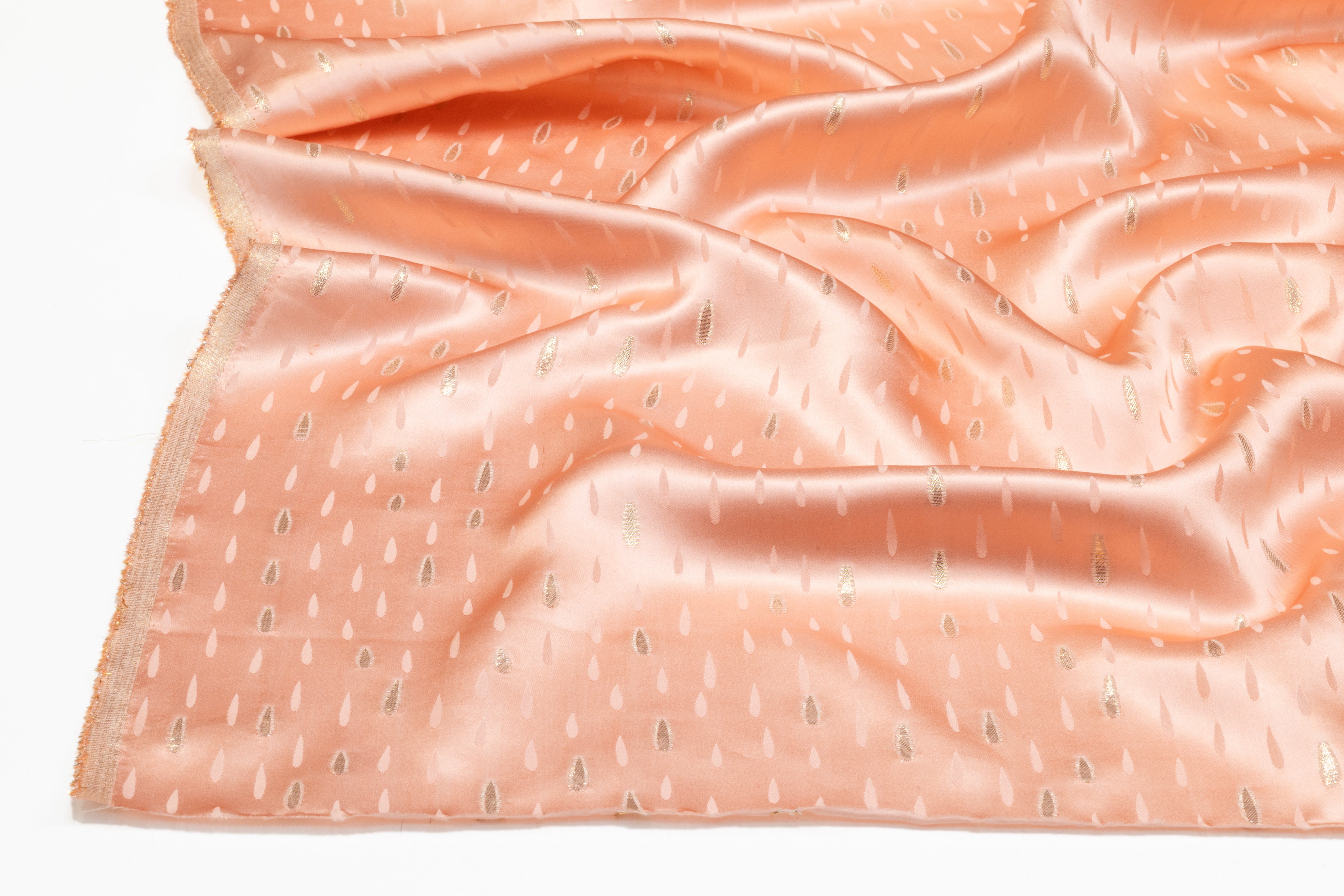 Tear Drop Metallic Italian Silk Jacquard - Blush / Gold