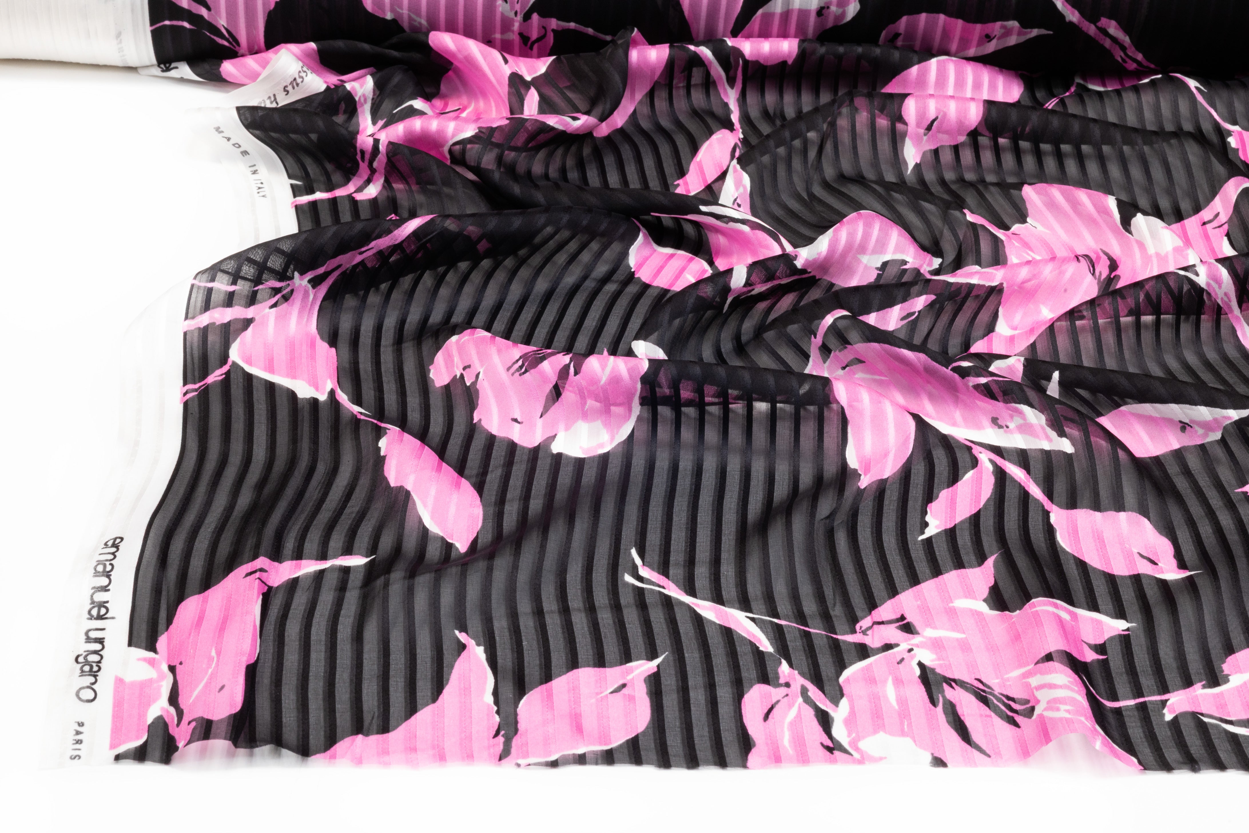 Emanuel Ungaro - Floral Silk Chiffon Burnout - Black / Pink