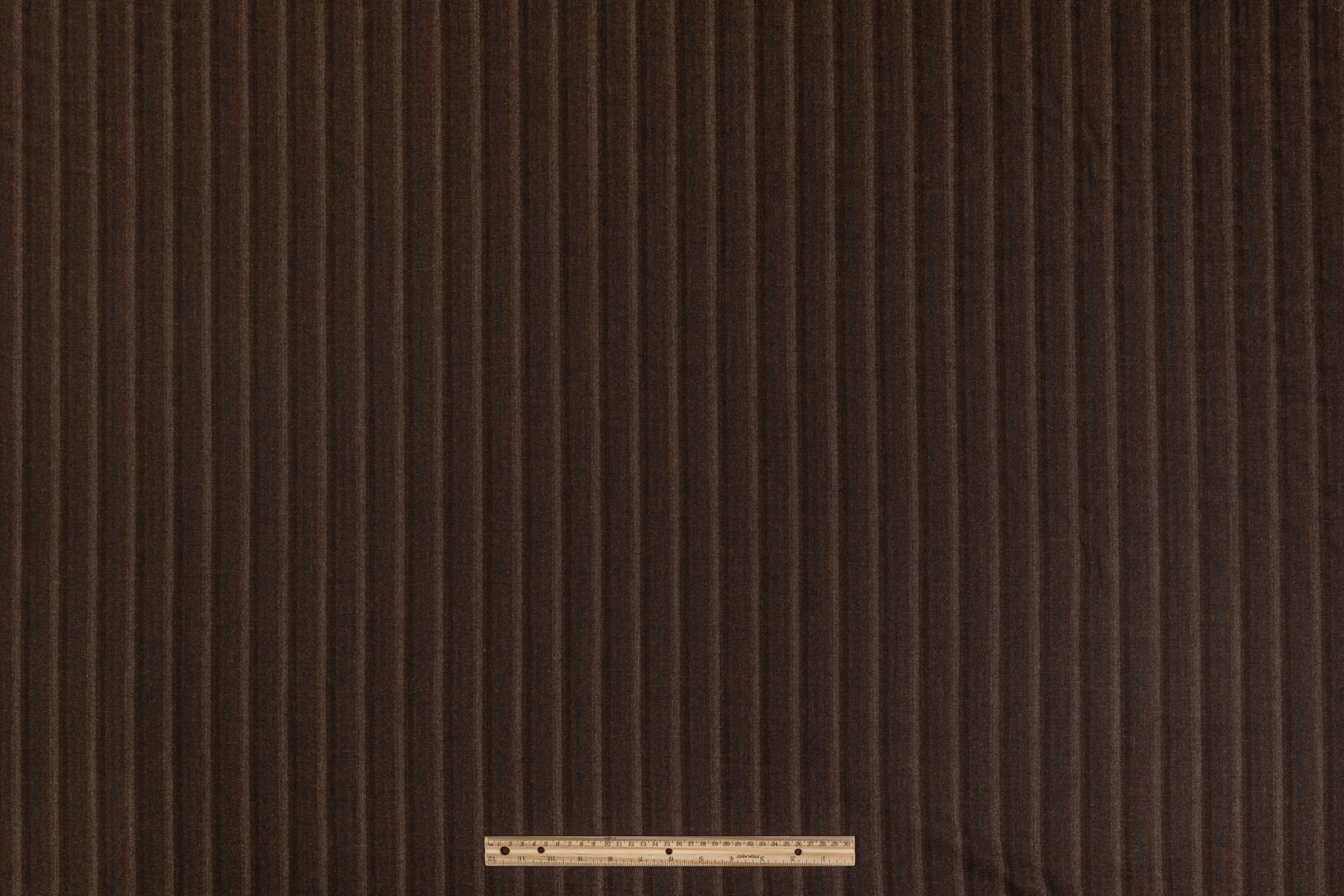 Striped Wool Blend Flannel Suiting - Brown