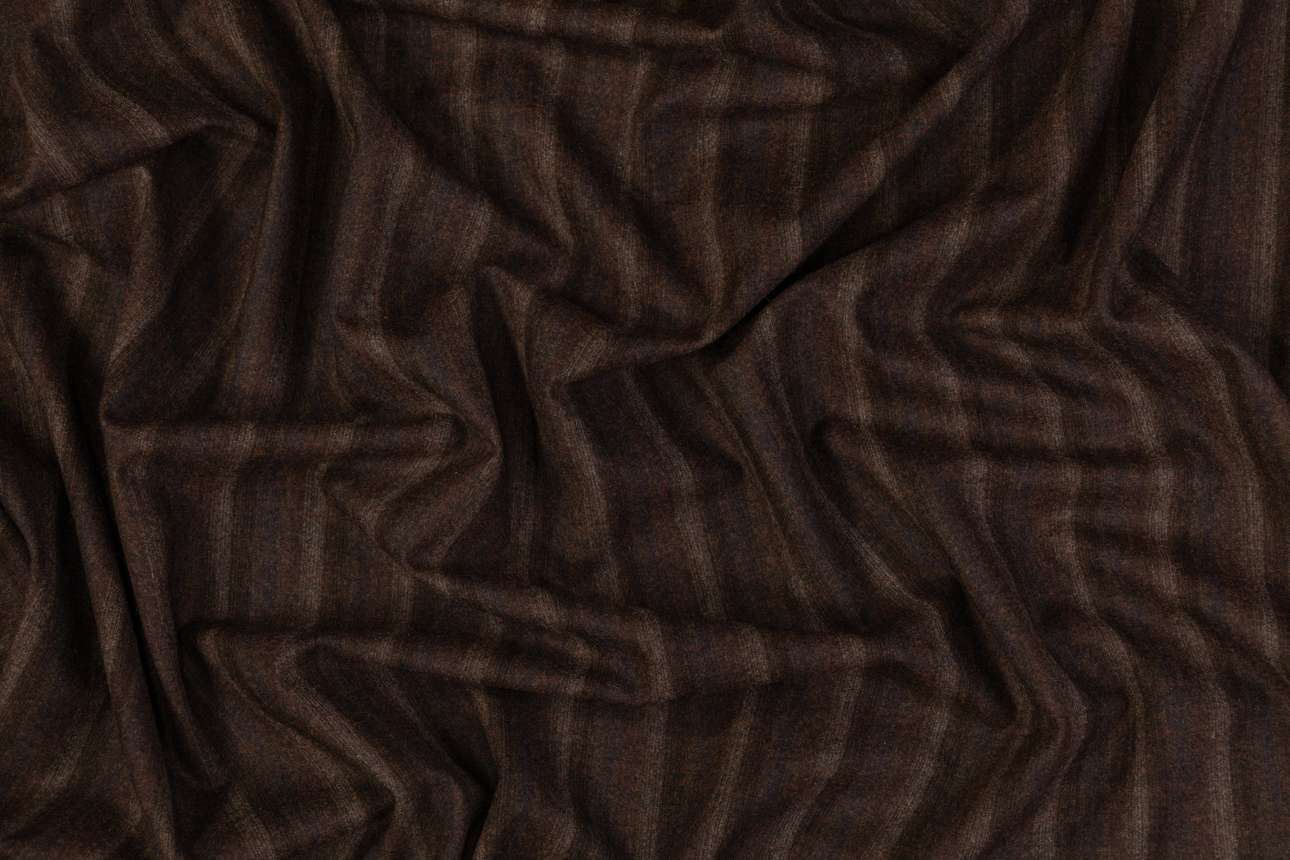 Striped Wool Blend Flannel Suiting - Brown