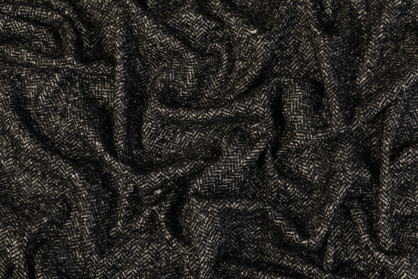 Herringbone Tweed Wool Coating - Charcoal Gray