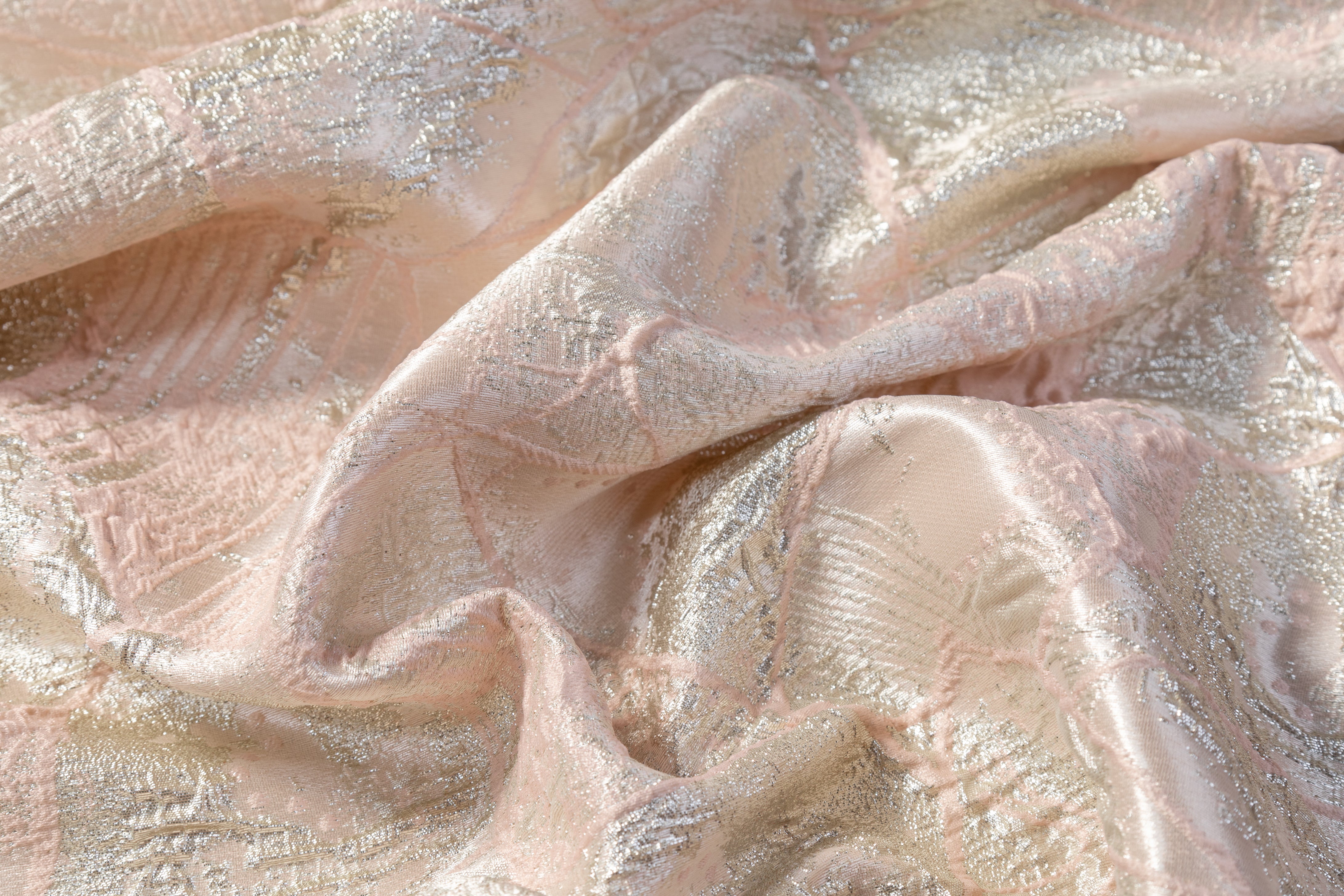 Abstract Metallic Cloqué Brocade - Pink / Platinum