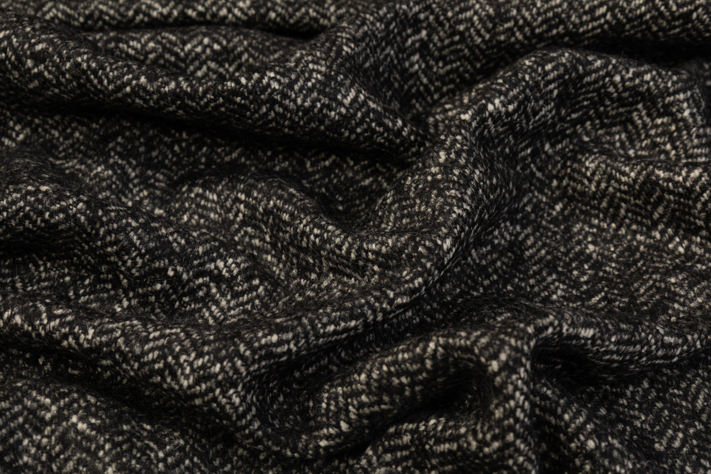 Herringbone Tweed Wool Coating - Charcoal Gray