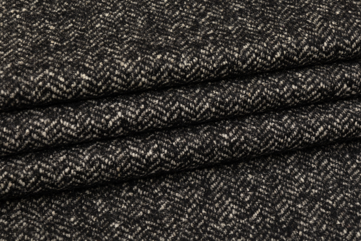 Herringbone Tweed Wool Coating - Charcoal Gray
