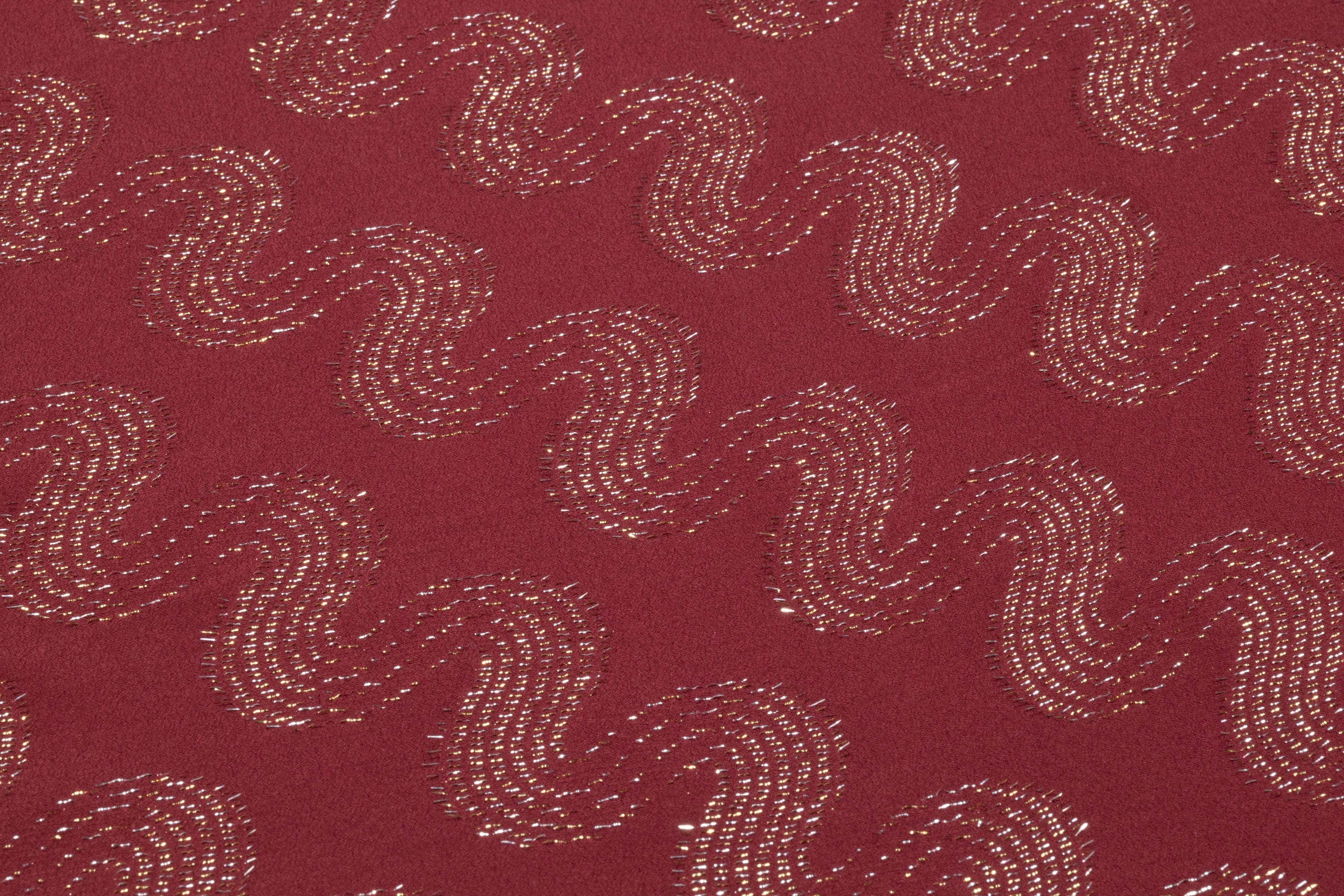 Metallic Italian Silk Jacquard - Burgundy / Gold