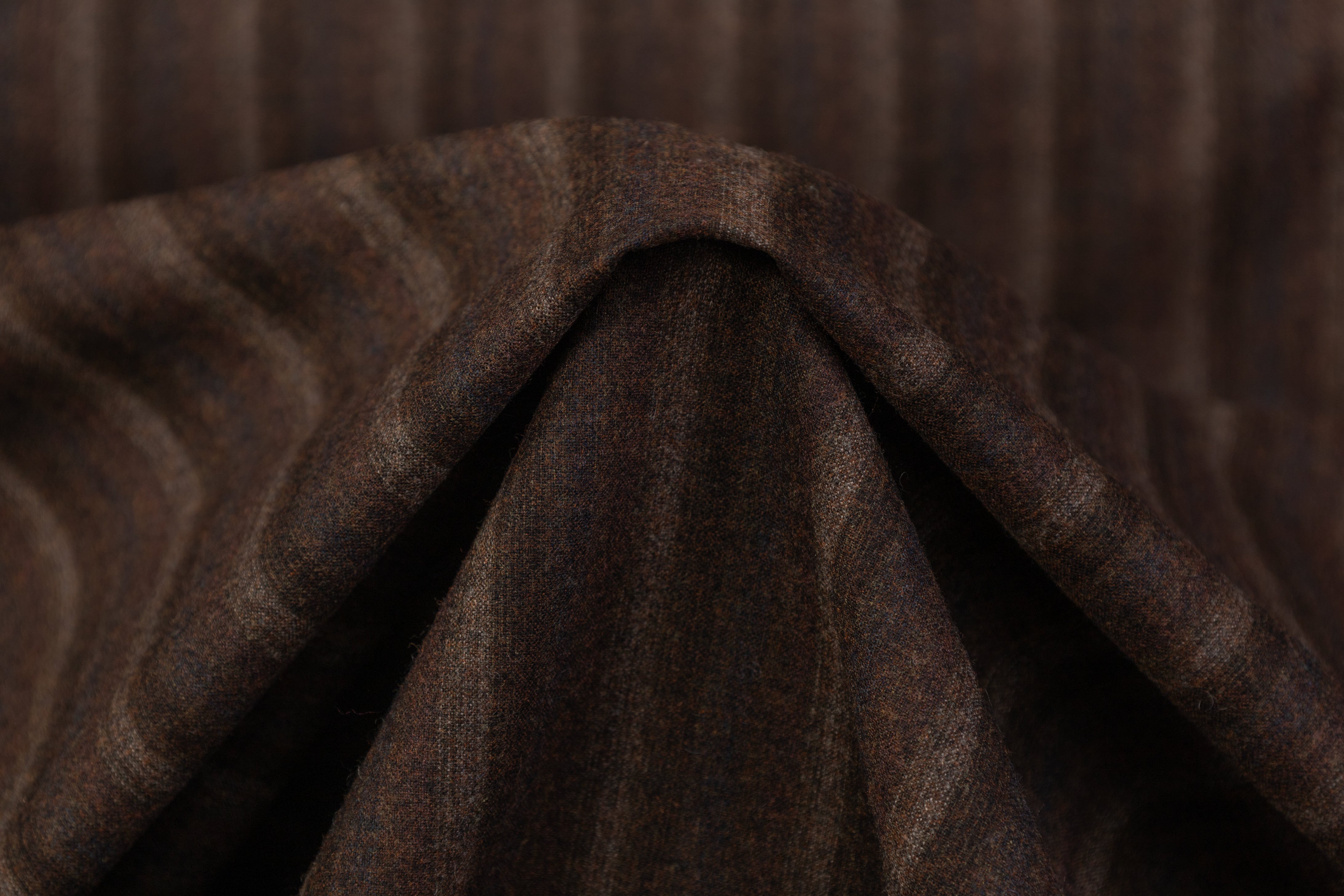 Striped Wool Blend Flannel Suiting - Brown