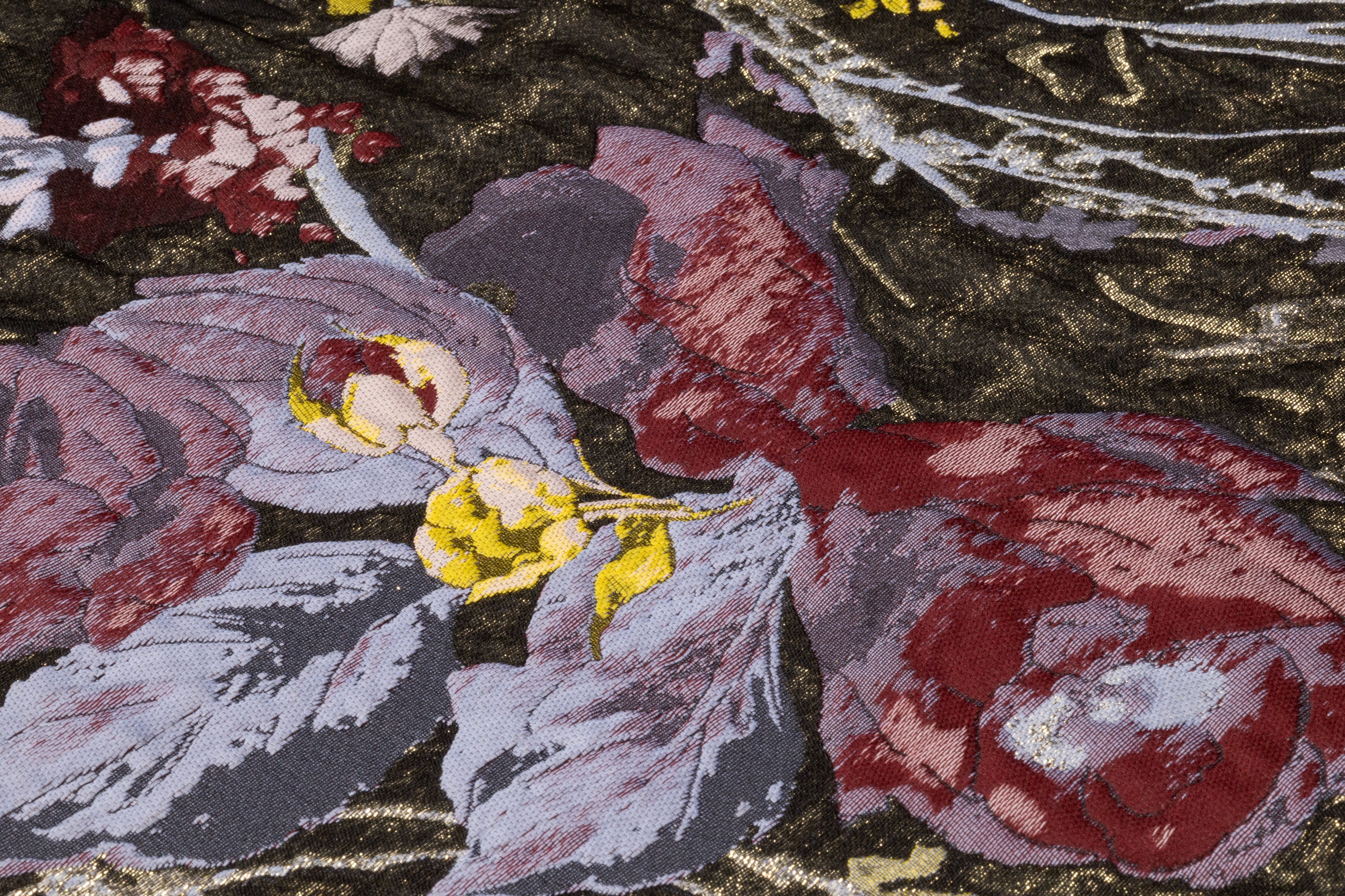 Floral Metallic Italian Silk Blend Double Organza Brocade - Antique Gold