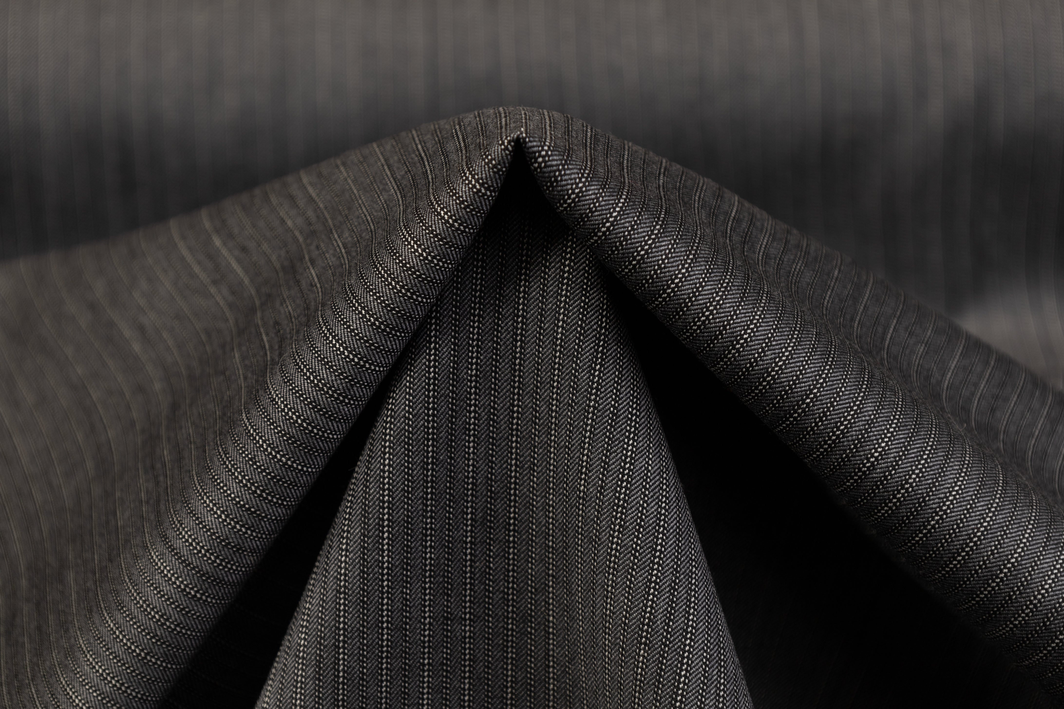 Striped Italian Wool Suiting - Gray