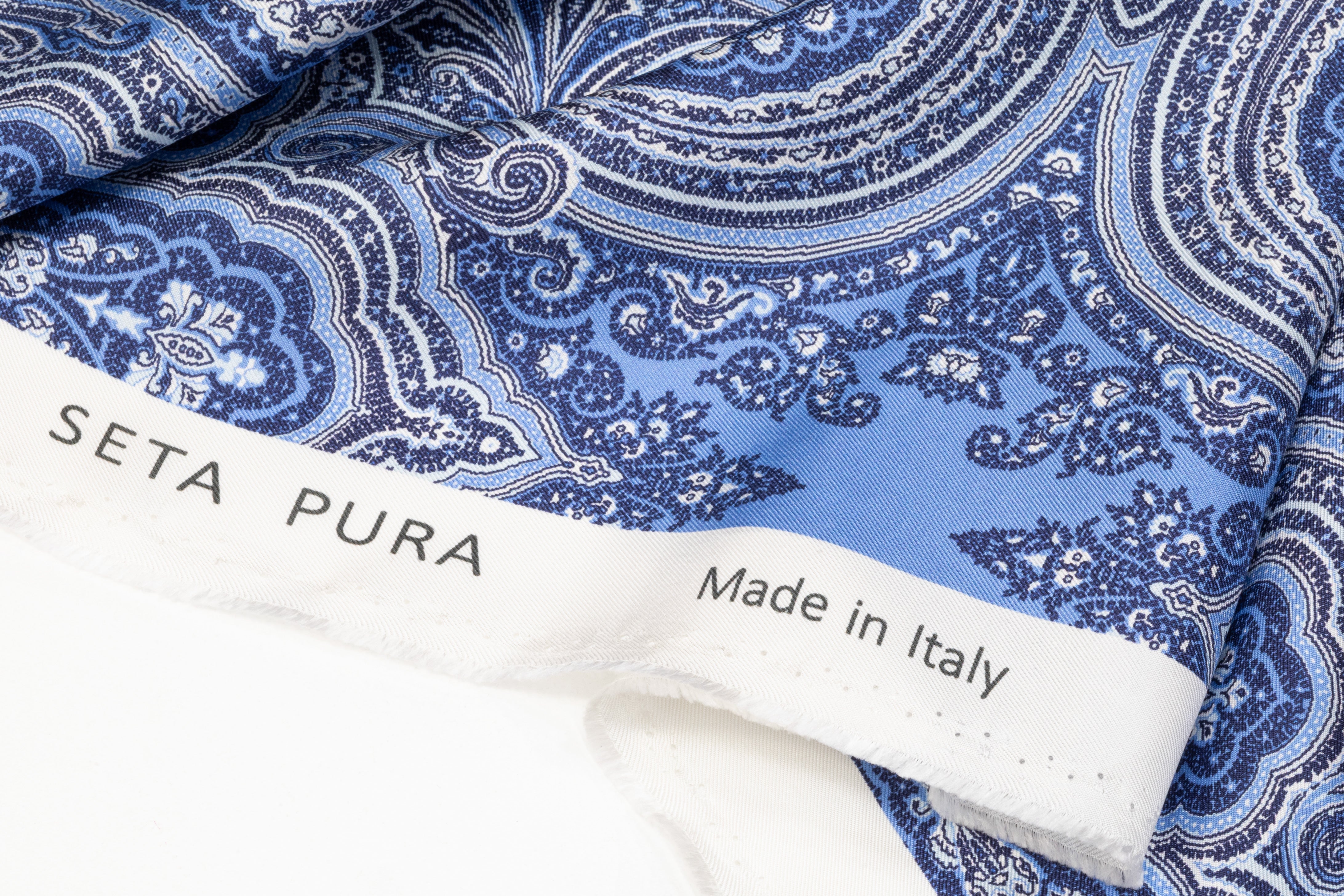 Paisley Italian Silk Twill - Blue