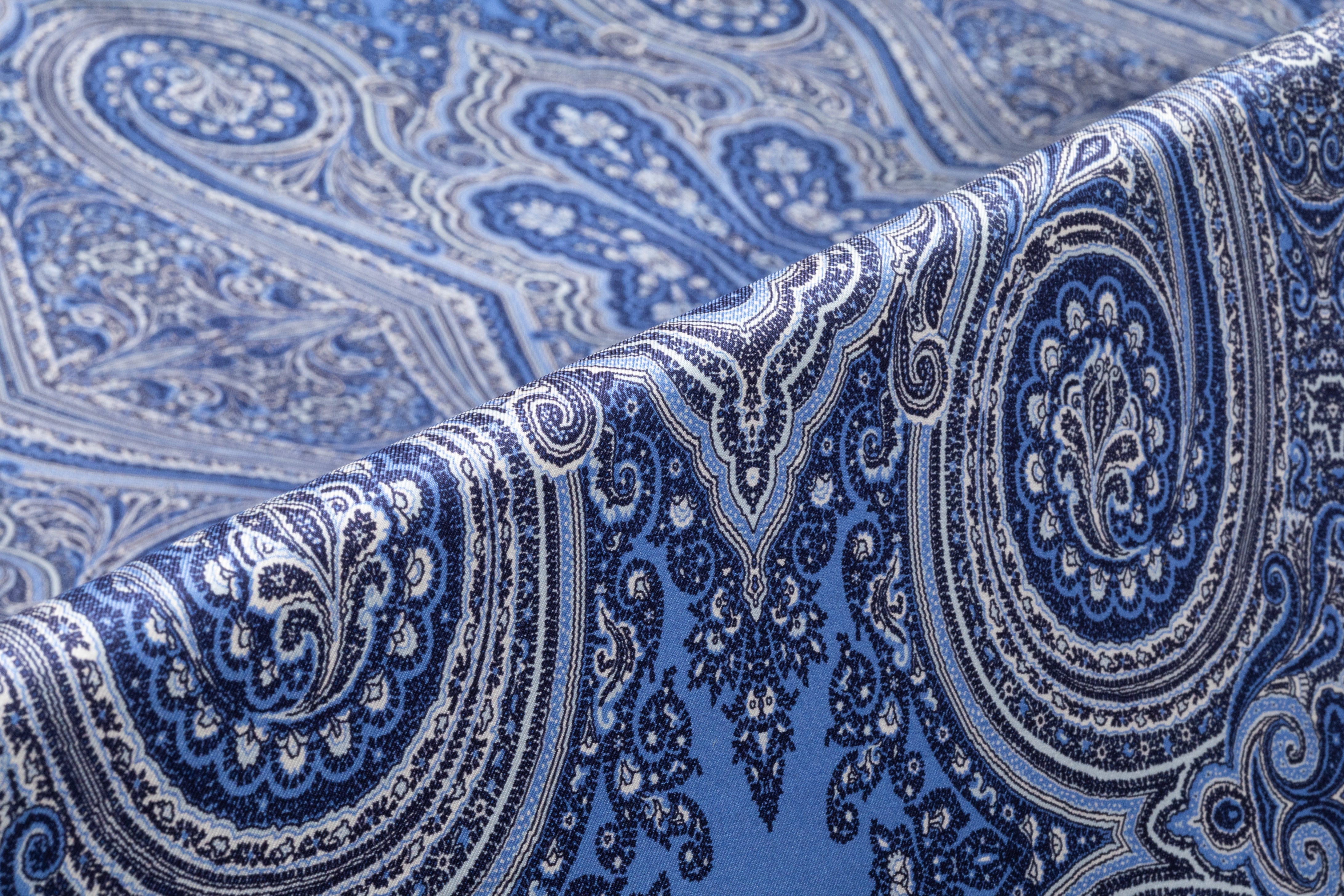 Paisley Italian Silk Twill - Blue