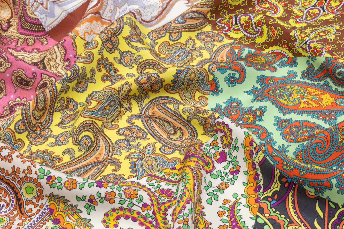 Patchwork Paisley Italian 4 Ply Silk Crepe - Multicolor