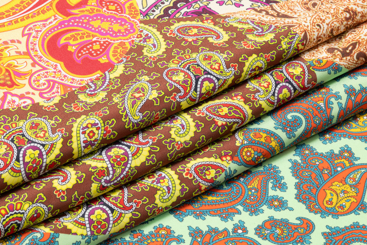 Patchwork Paisley Italian 4 Ply Silk Crepe - Multicolor