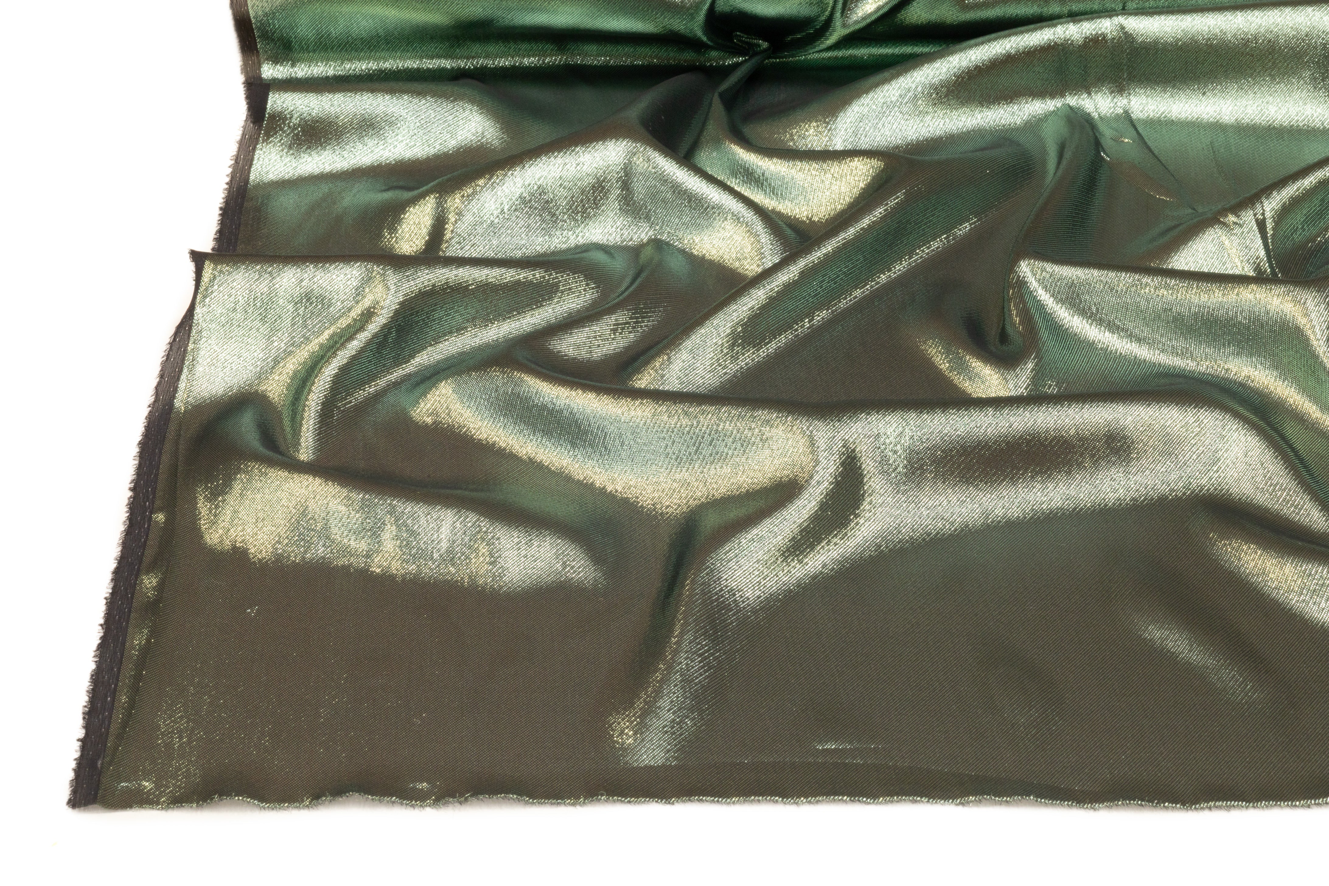 Italian Silk Lamé - Green Silver