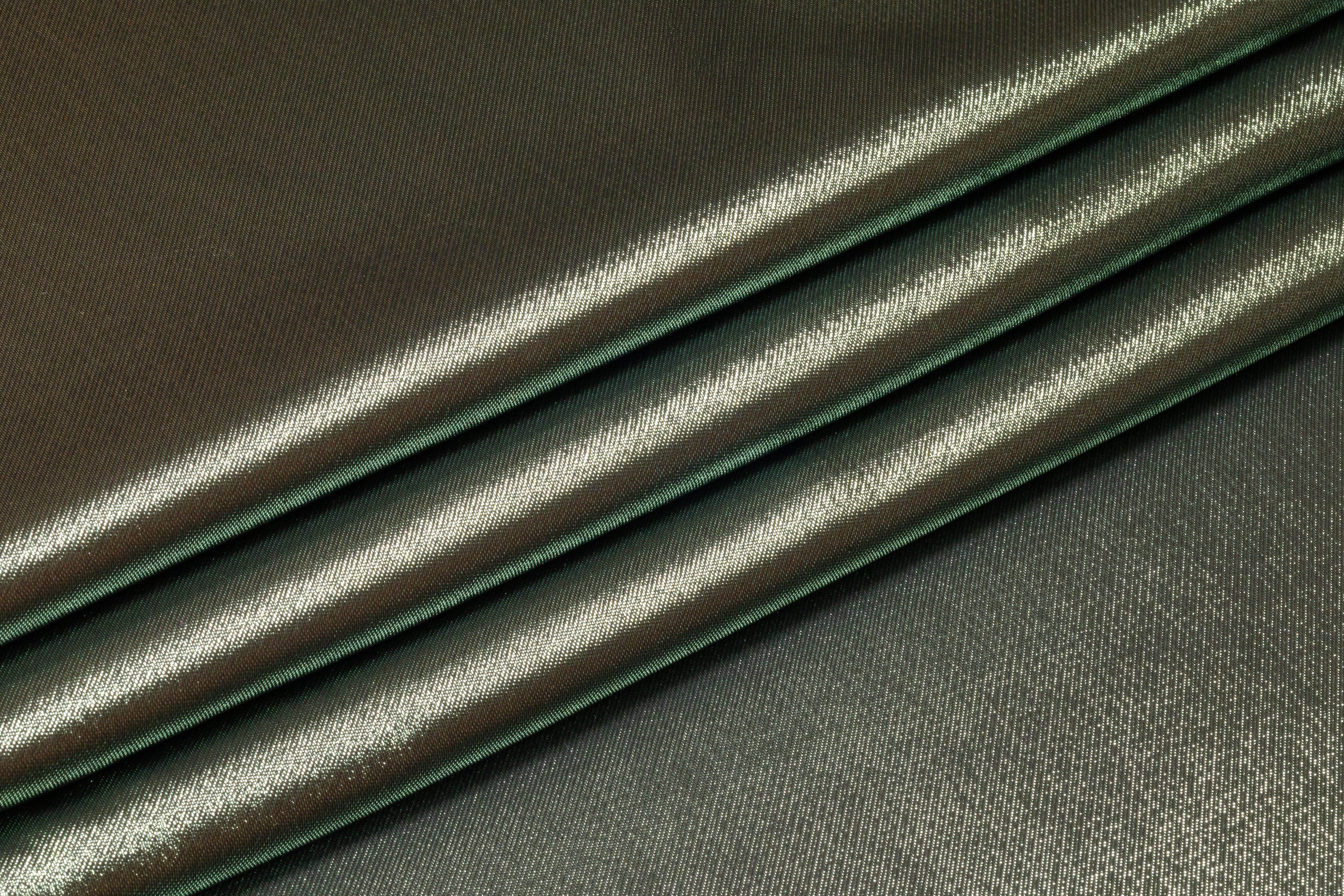 Italian Silk Lamé - Green Silver
