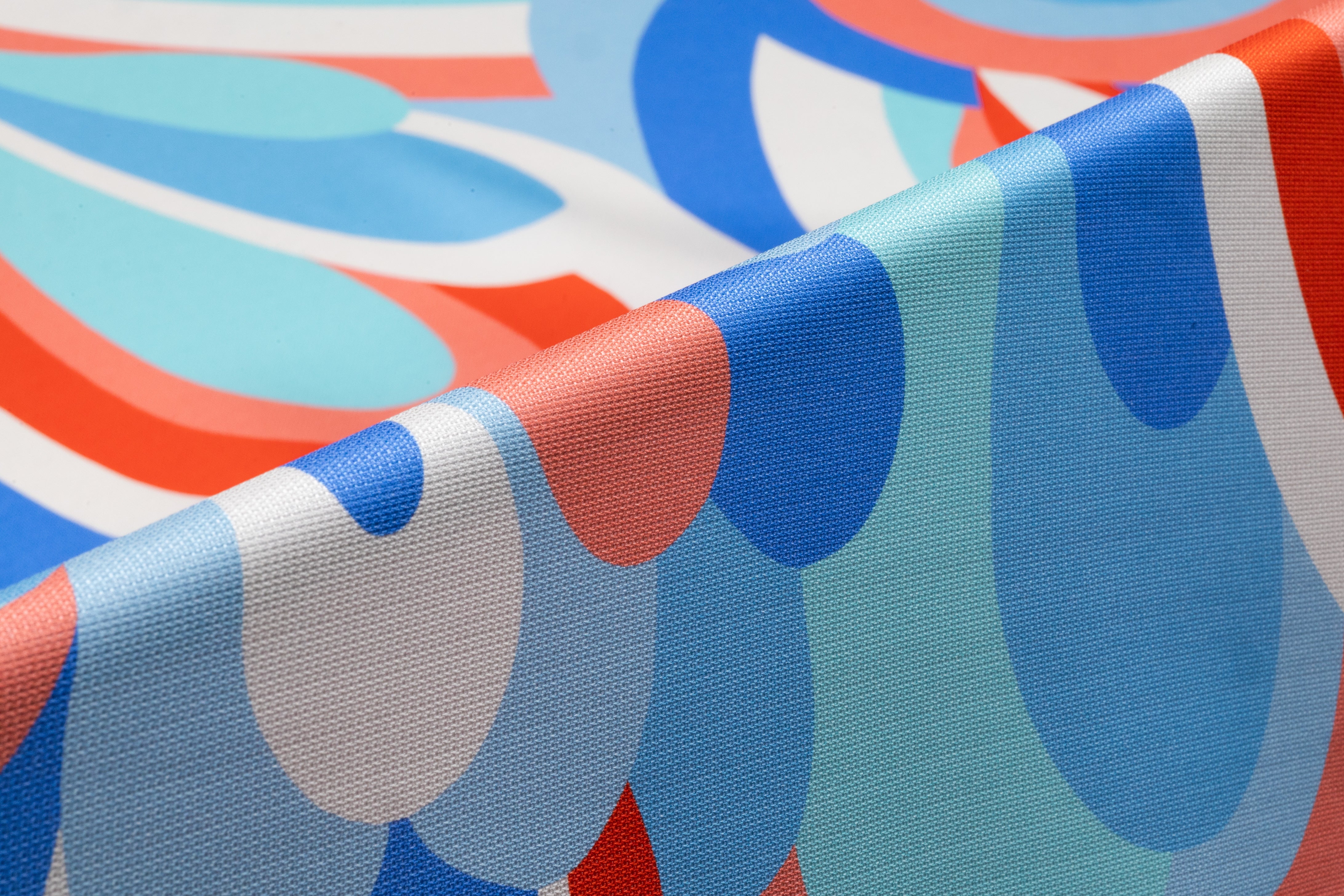 Abstract Italian Silk Marquisette - Blue / Red