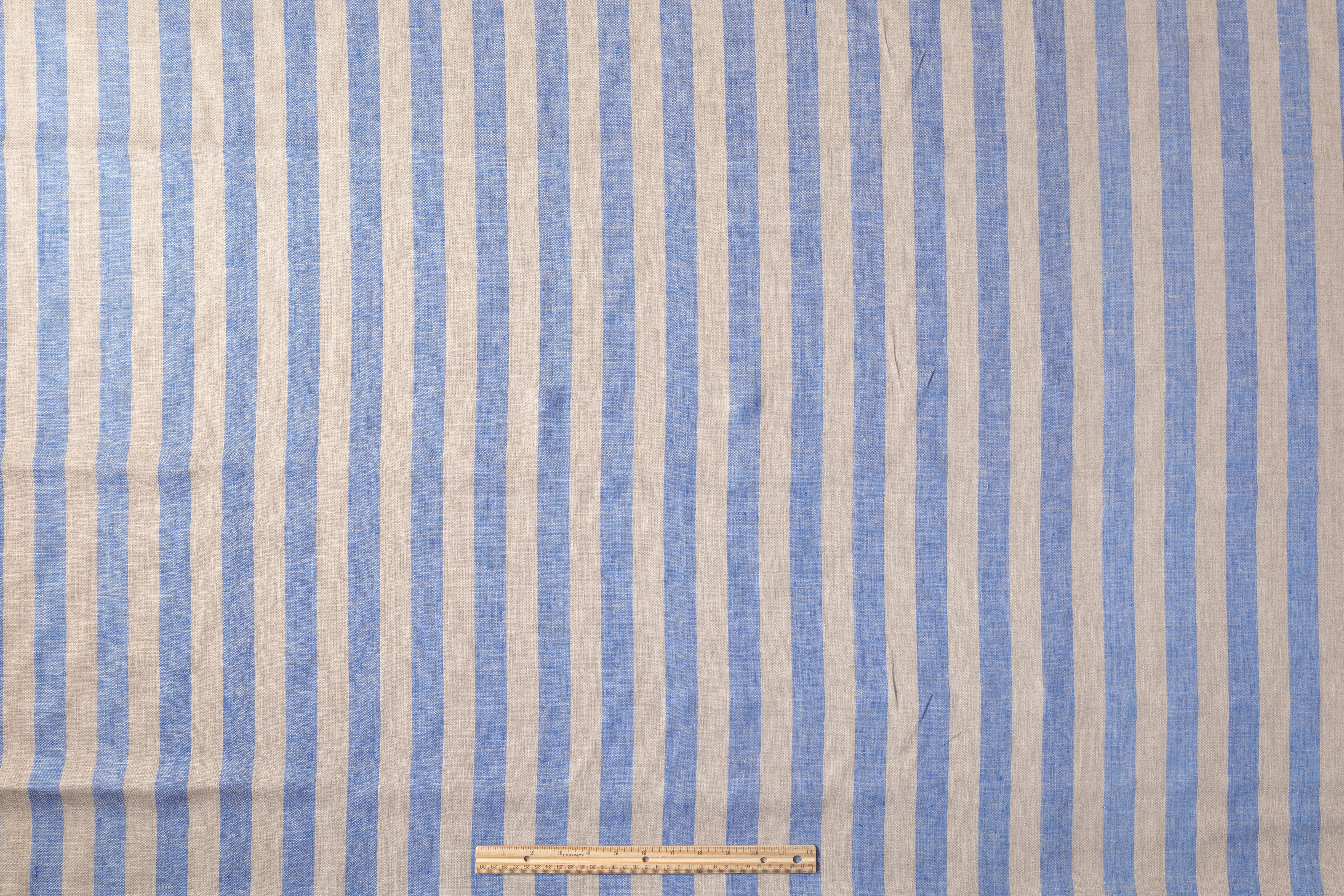 Striped Italian Linen - Blue / Light Taupe