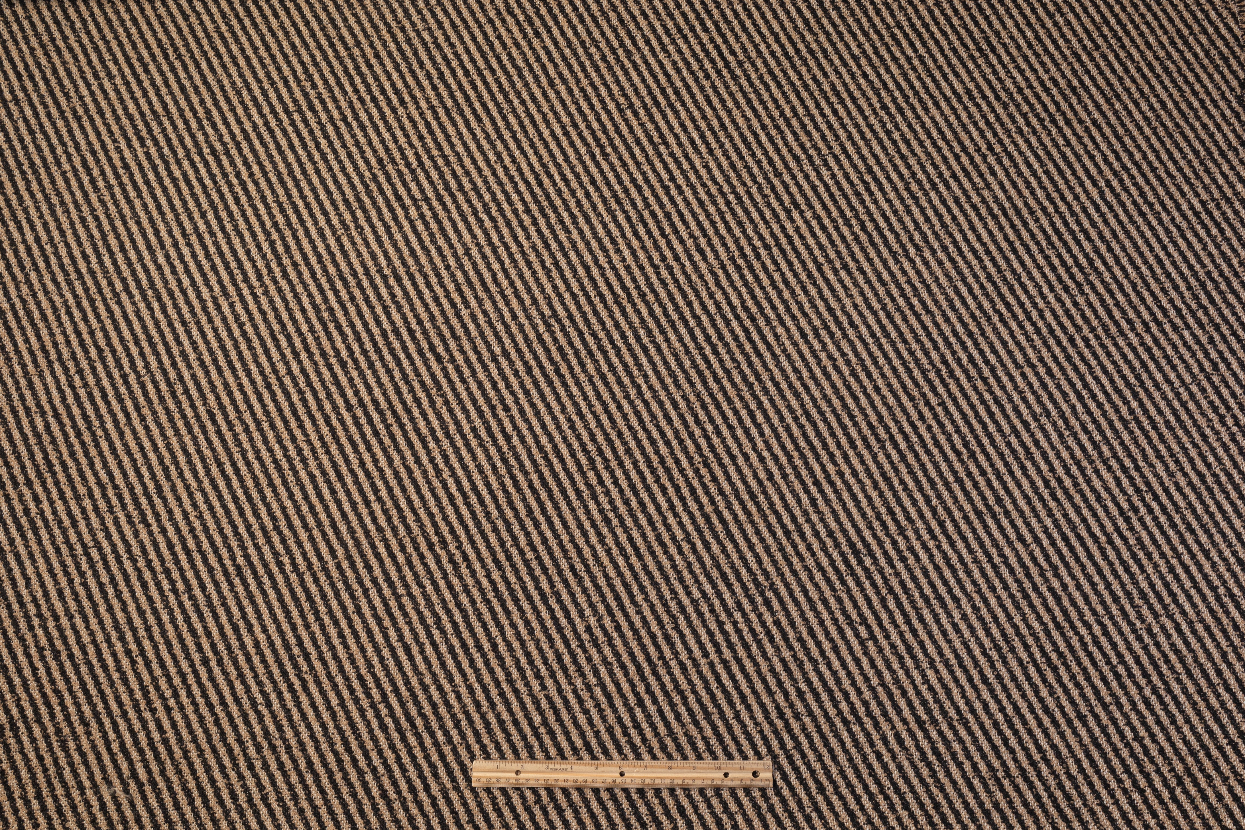 Diagonal Striped Italian Wool Boucle - Black / Beige