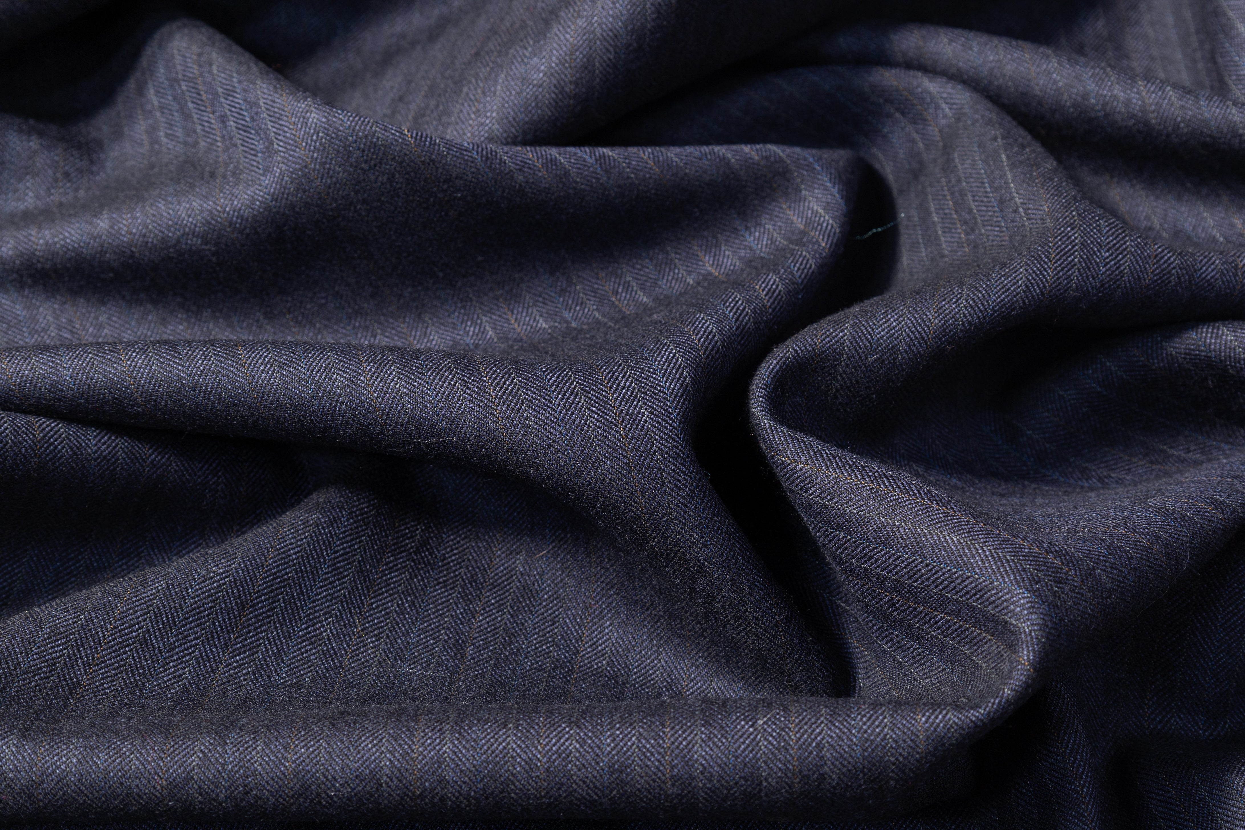 Reid Taylor - Striped Herringbone Wool Suiting - Blue