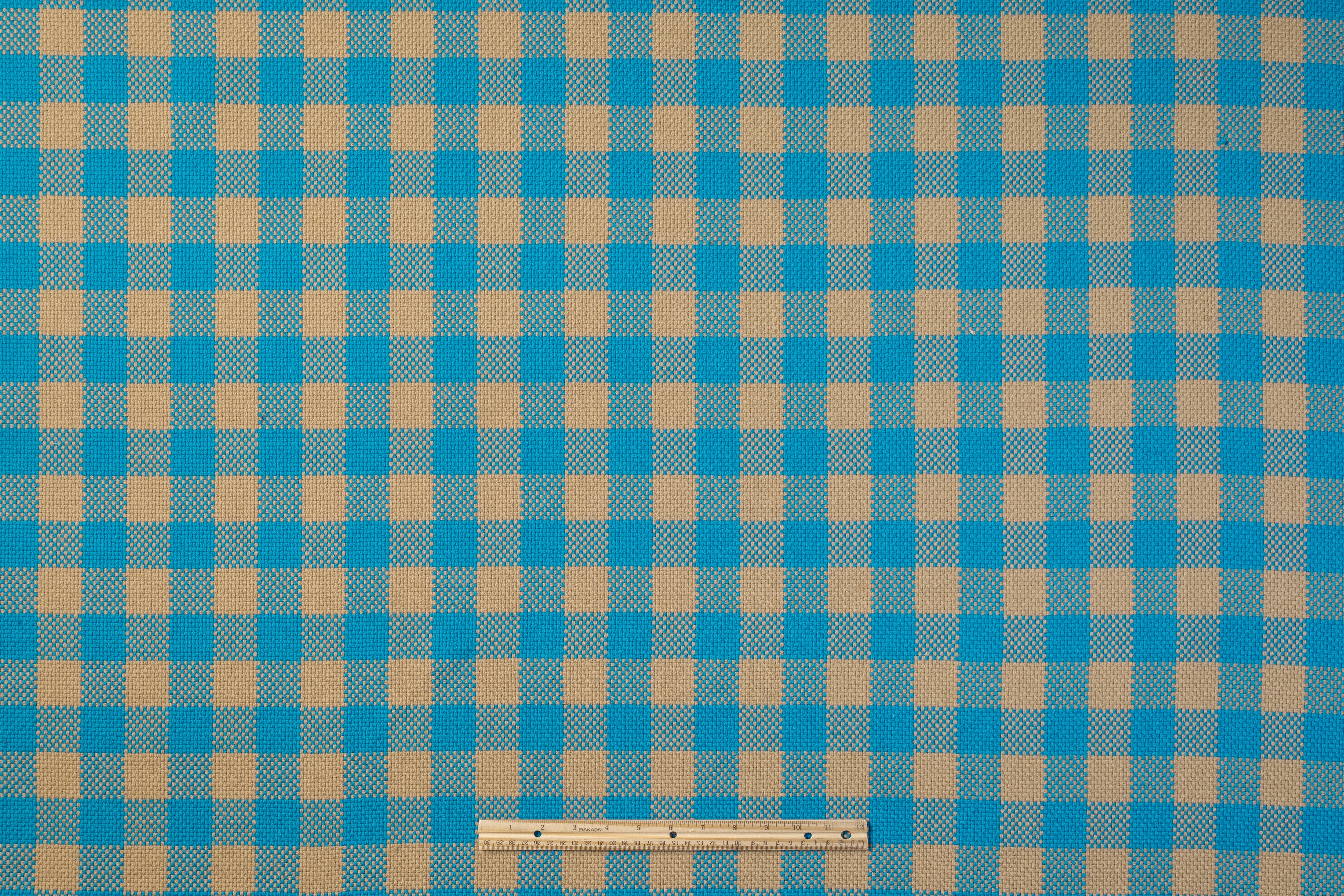 Checked Italian Wool Coating - Blue / Beige