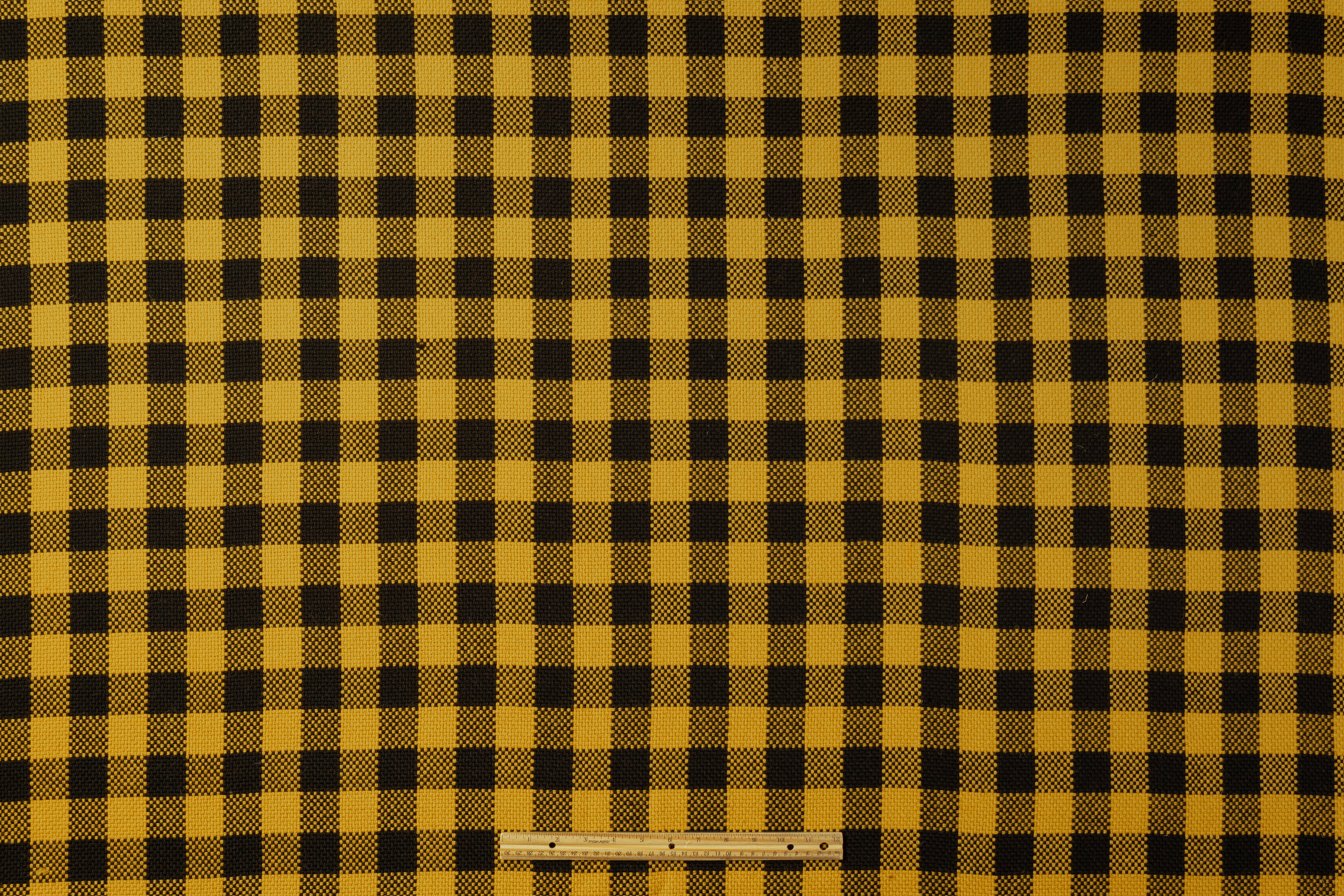 Checked Italian Wool Coating - Black / Yellow