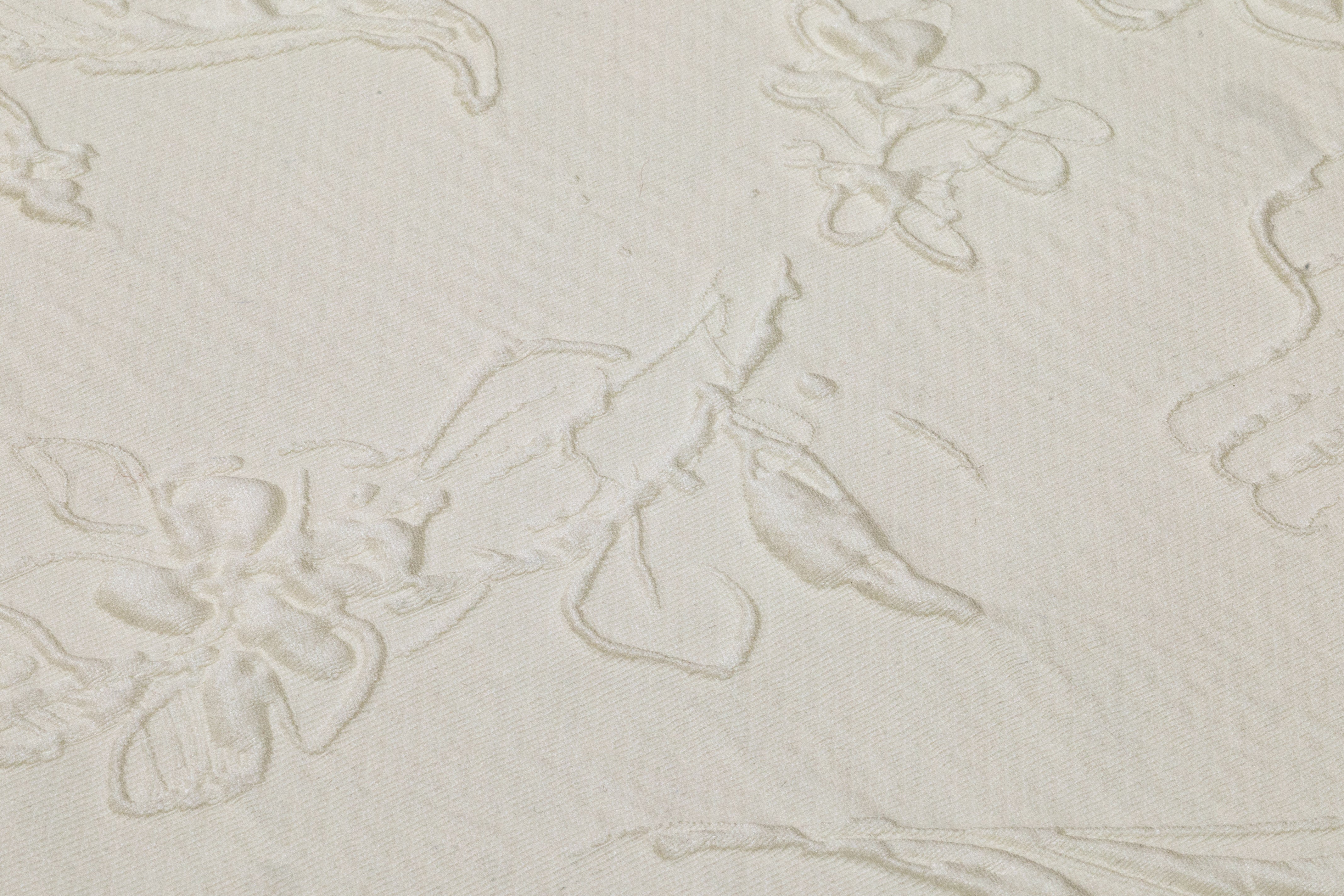 Floral Italian Silk Blend Cloqué Brocade - Ivory