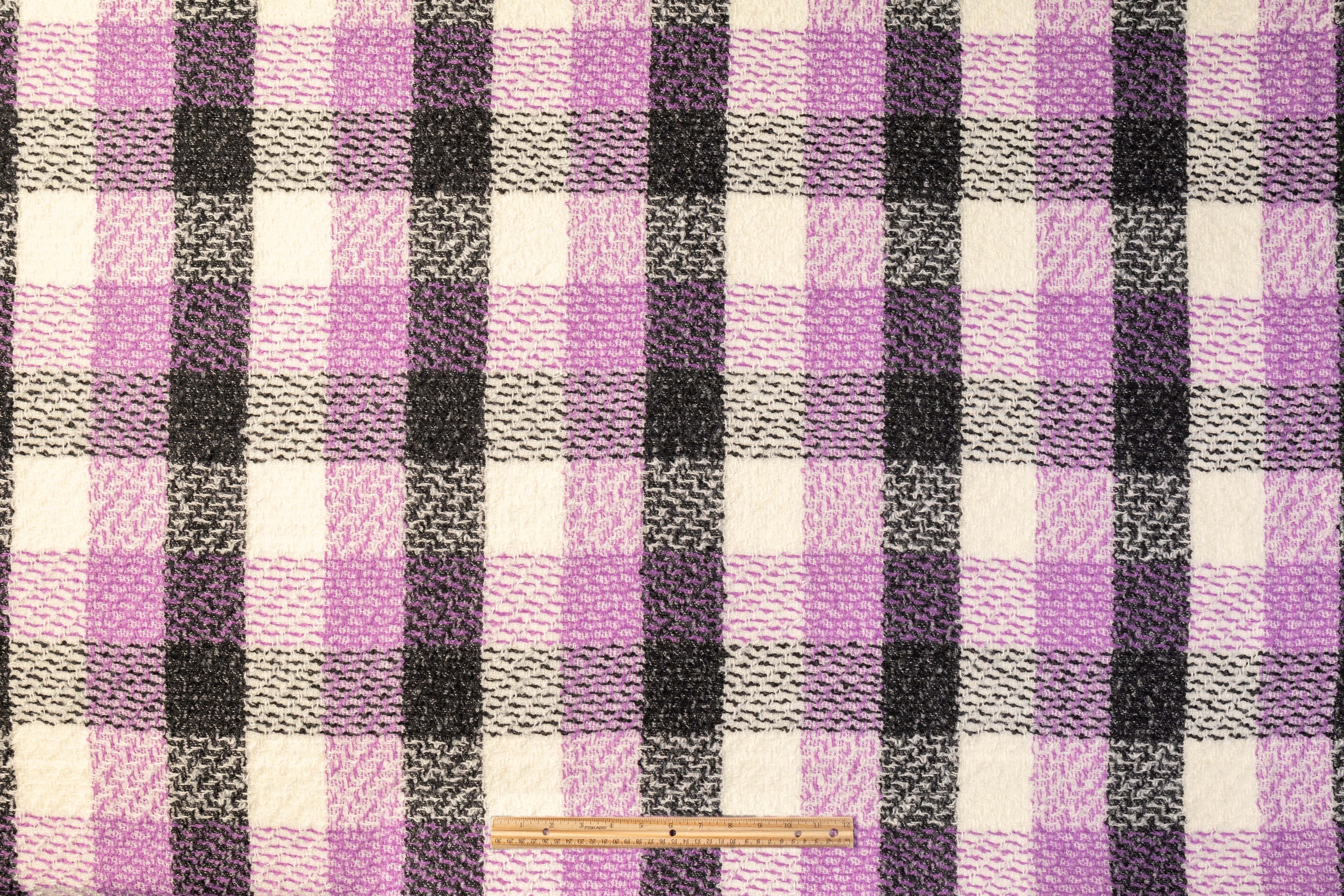 Checked Italian Wool Tweed - Lilac / Off White / Black