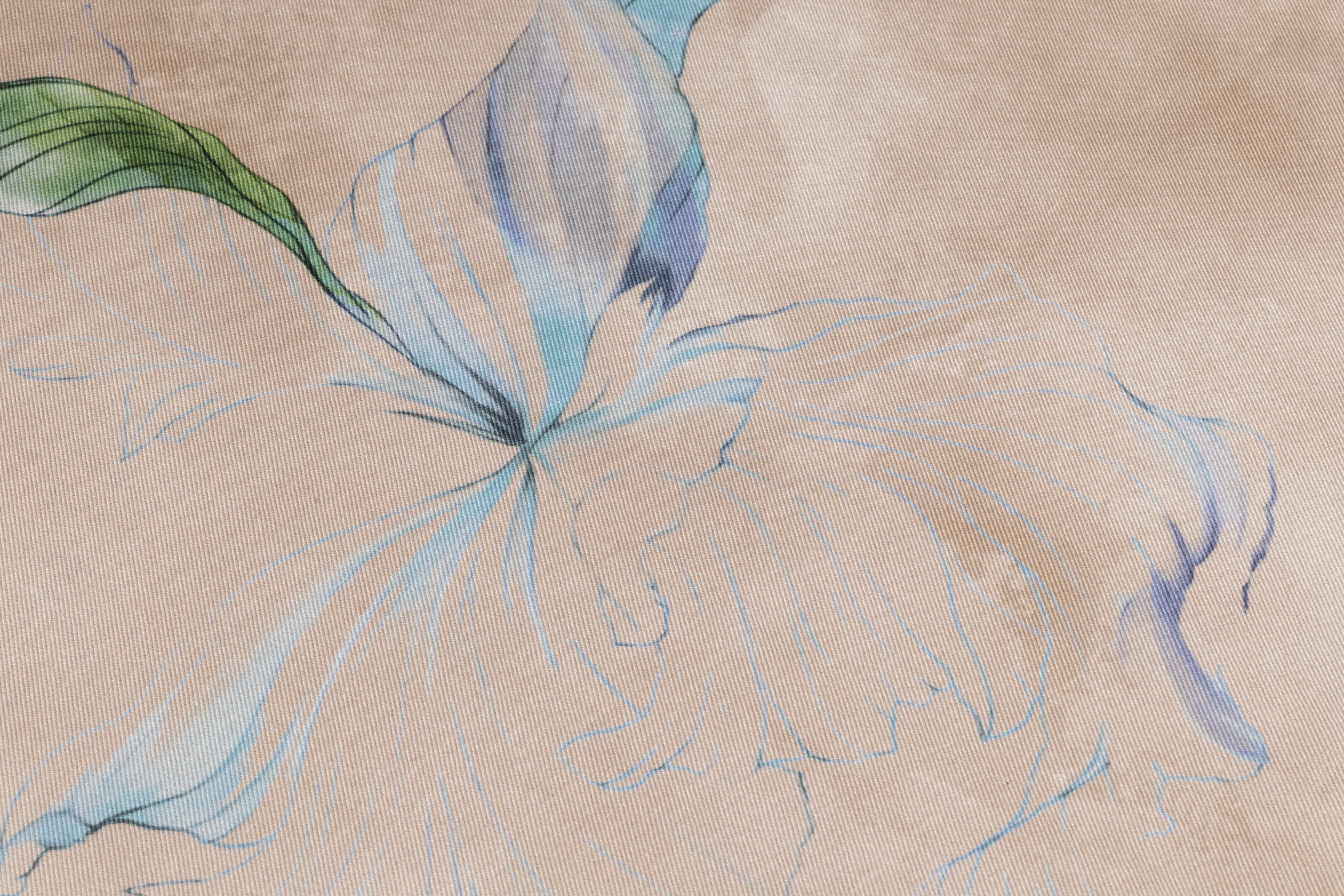 Watercolor Floral Italian Silk Twill - Taupe