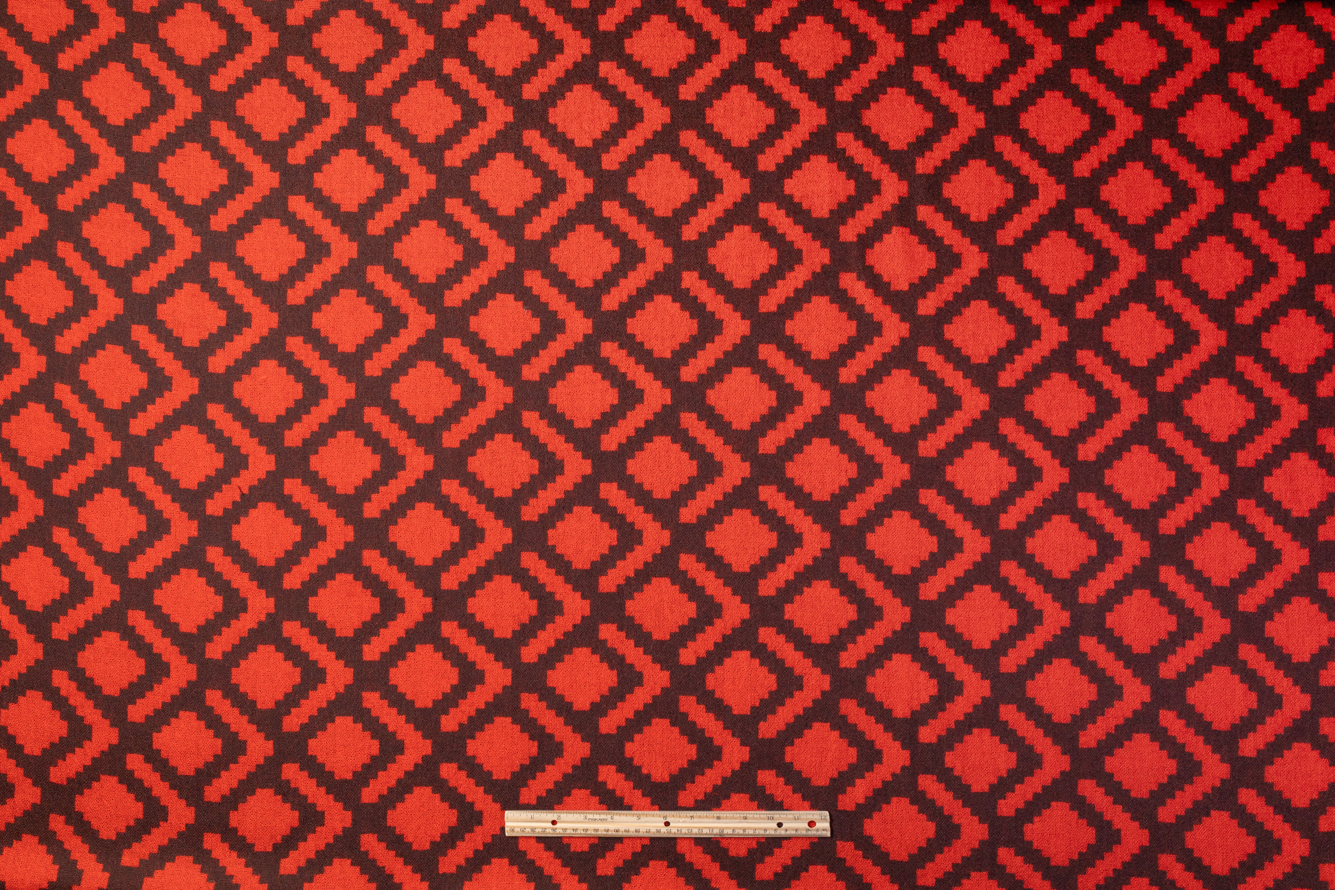 Geometric Italian Wool - Burnt Orange / Brown