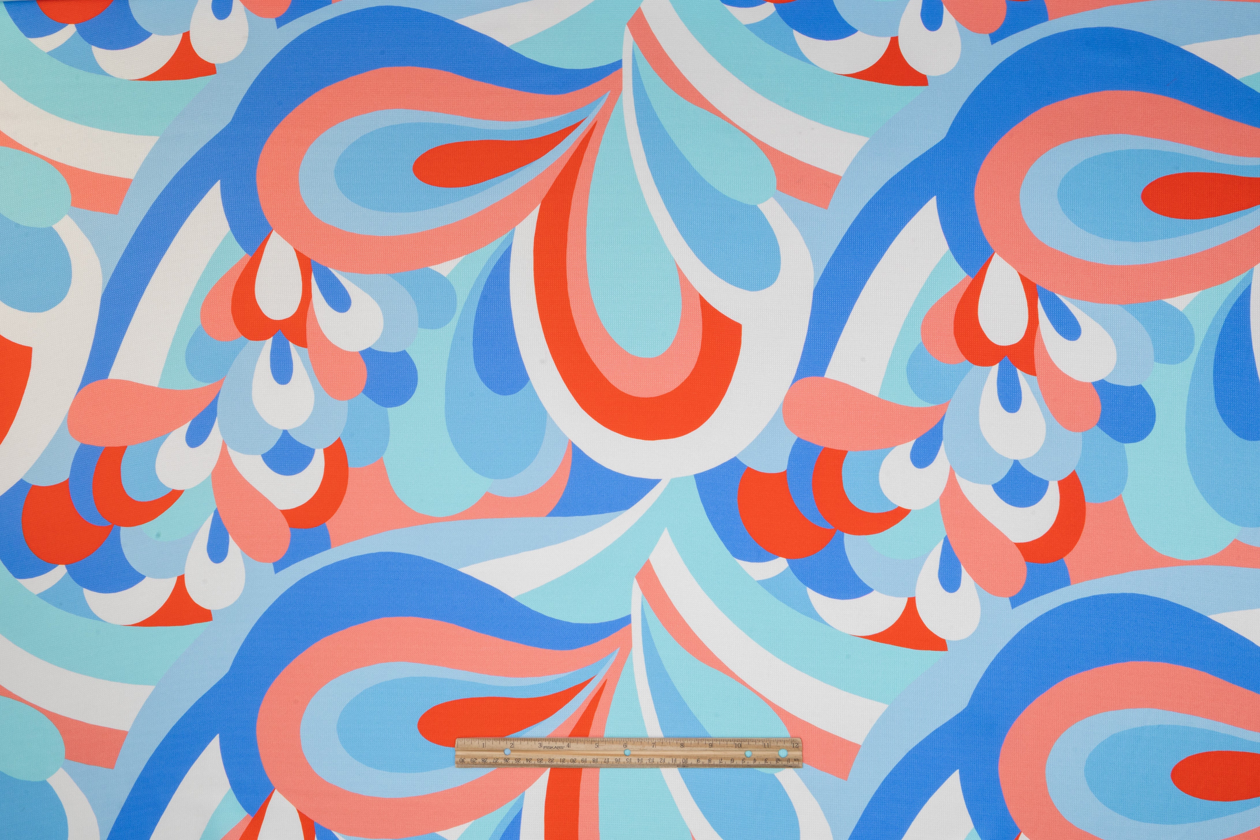 Abstract Italian Silk Marquisette - Blue / Red