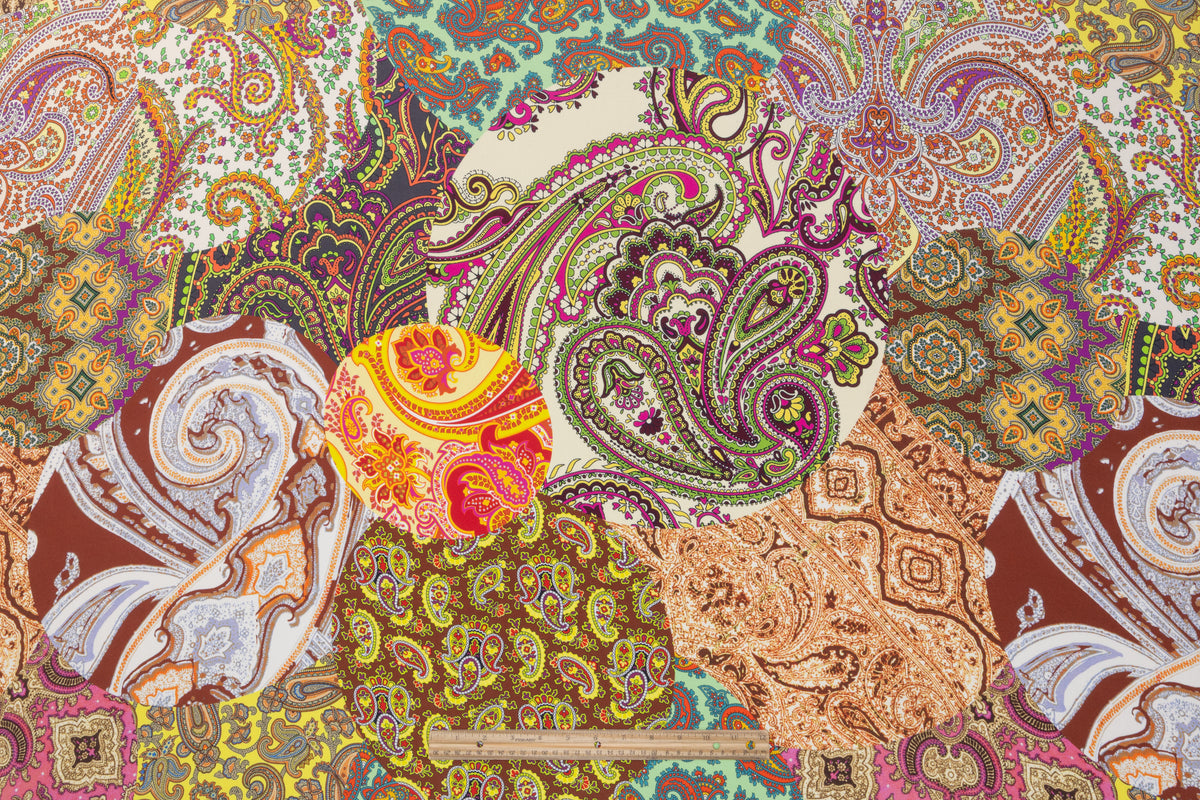 Patchwork Paisley Italian 4 Ply Silk Crepe - Multicolor