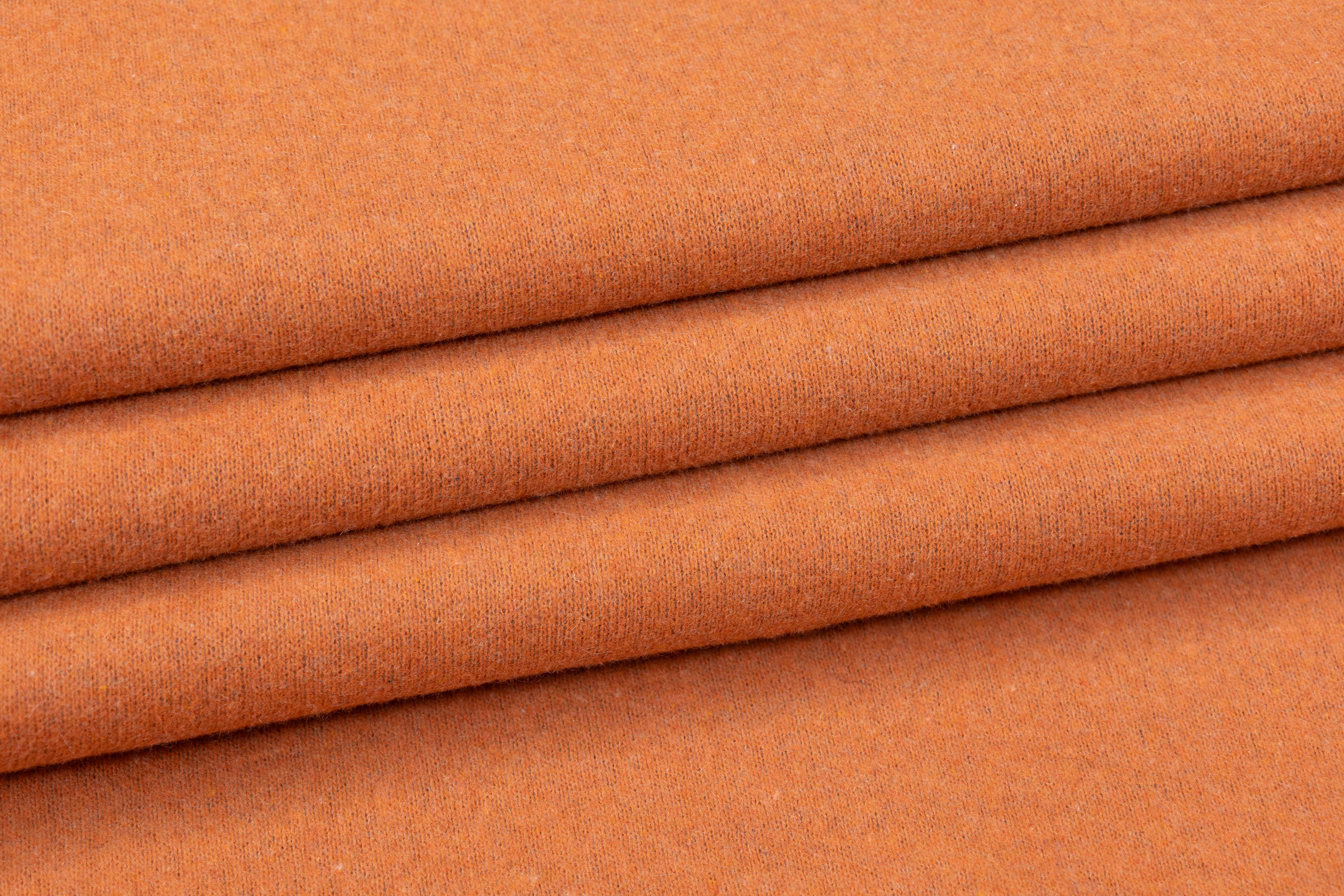 Double Faced Wool Sweater Knit - Orange / Brown