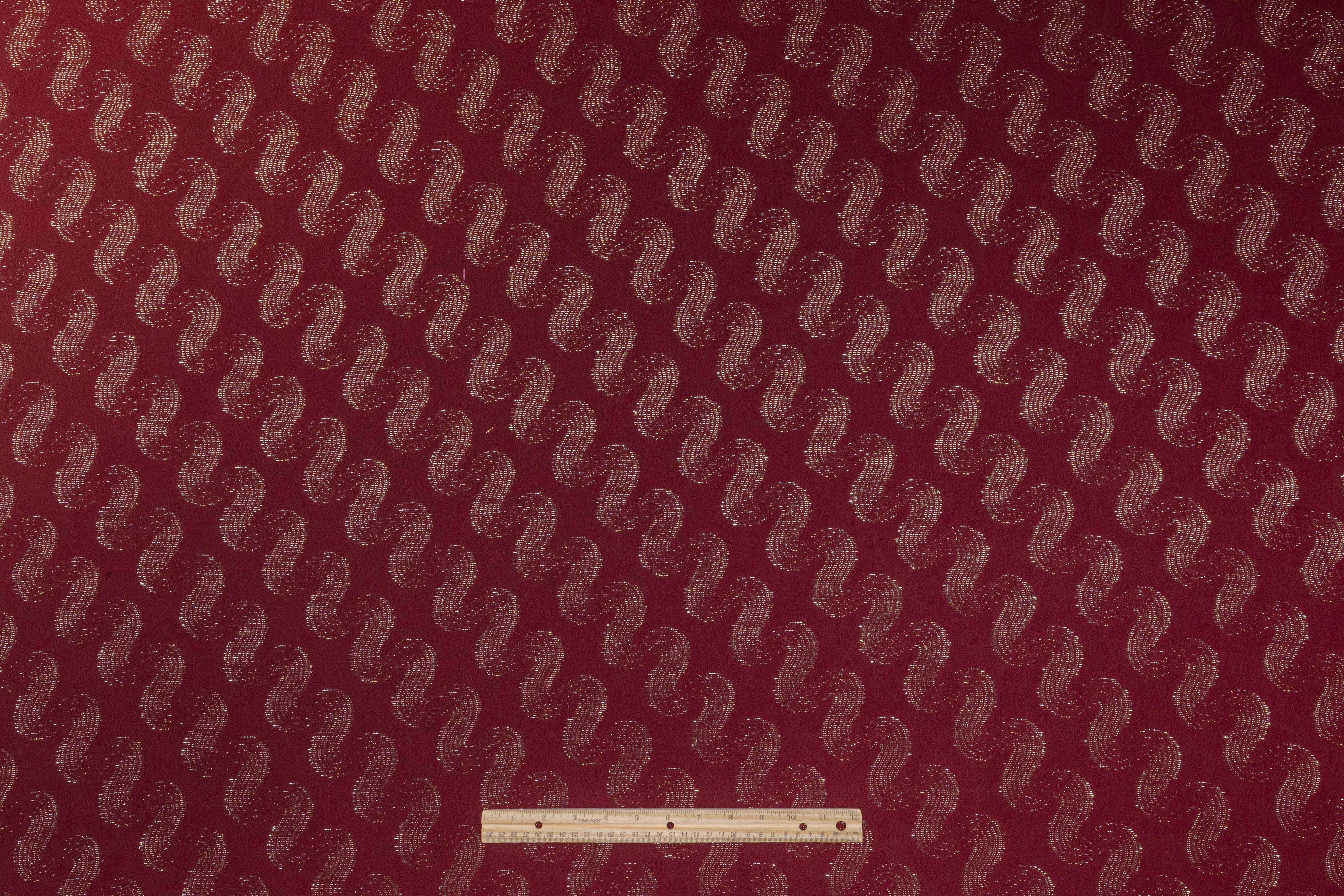 Metallic Italian Silk Jacquard - Burgundy / Gold
