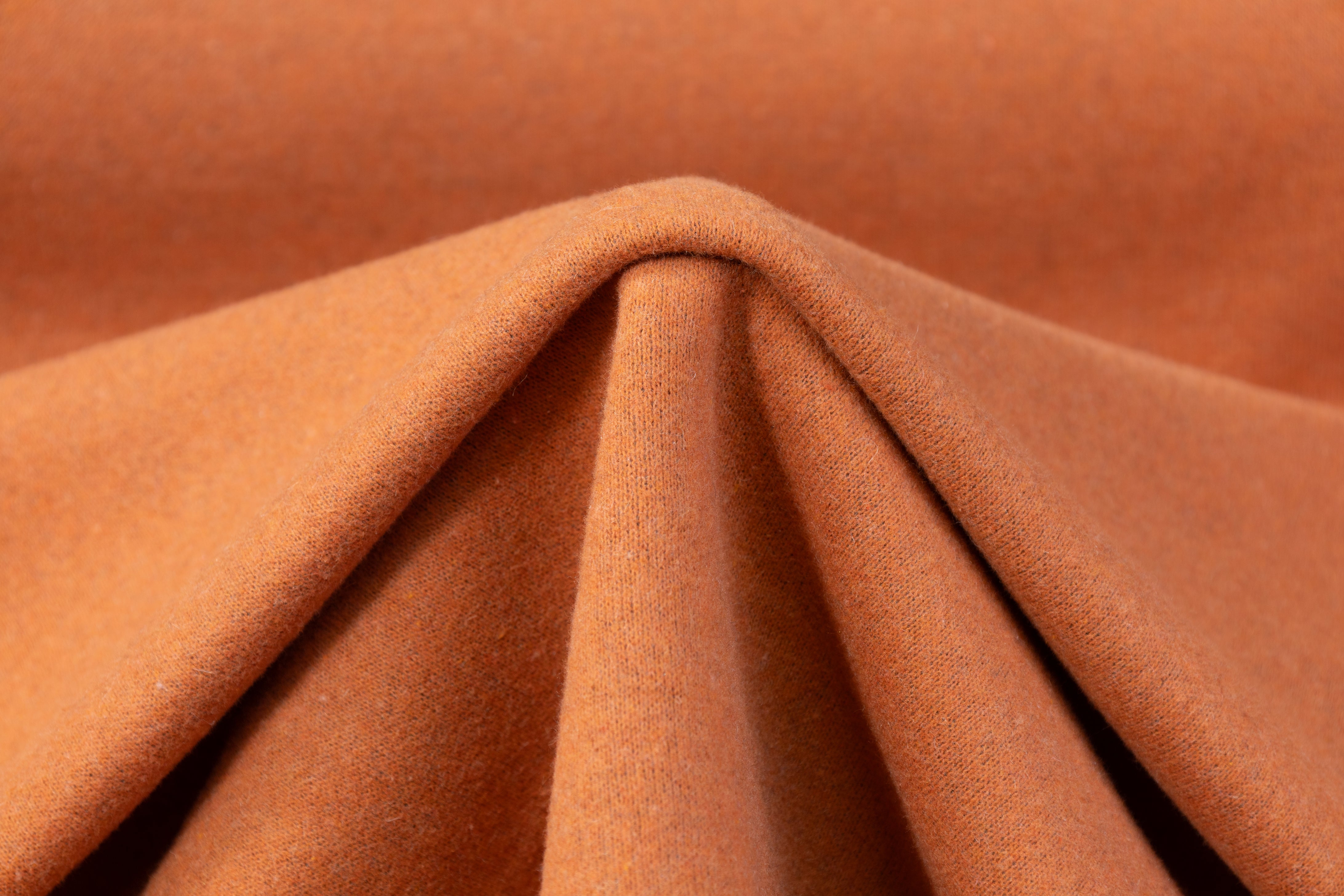 Double Faced Wool Sweater Knit - Orange / Brown