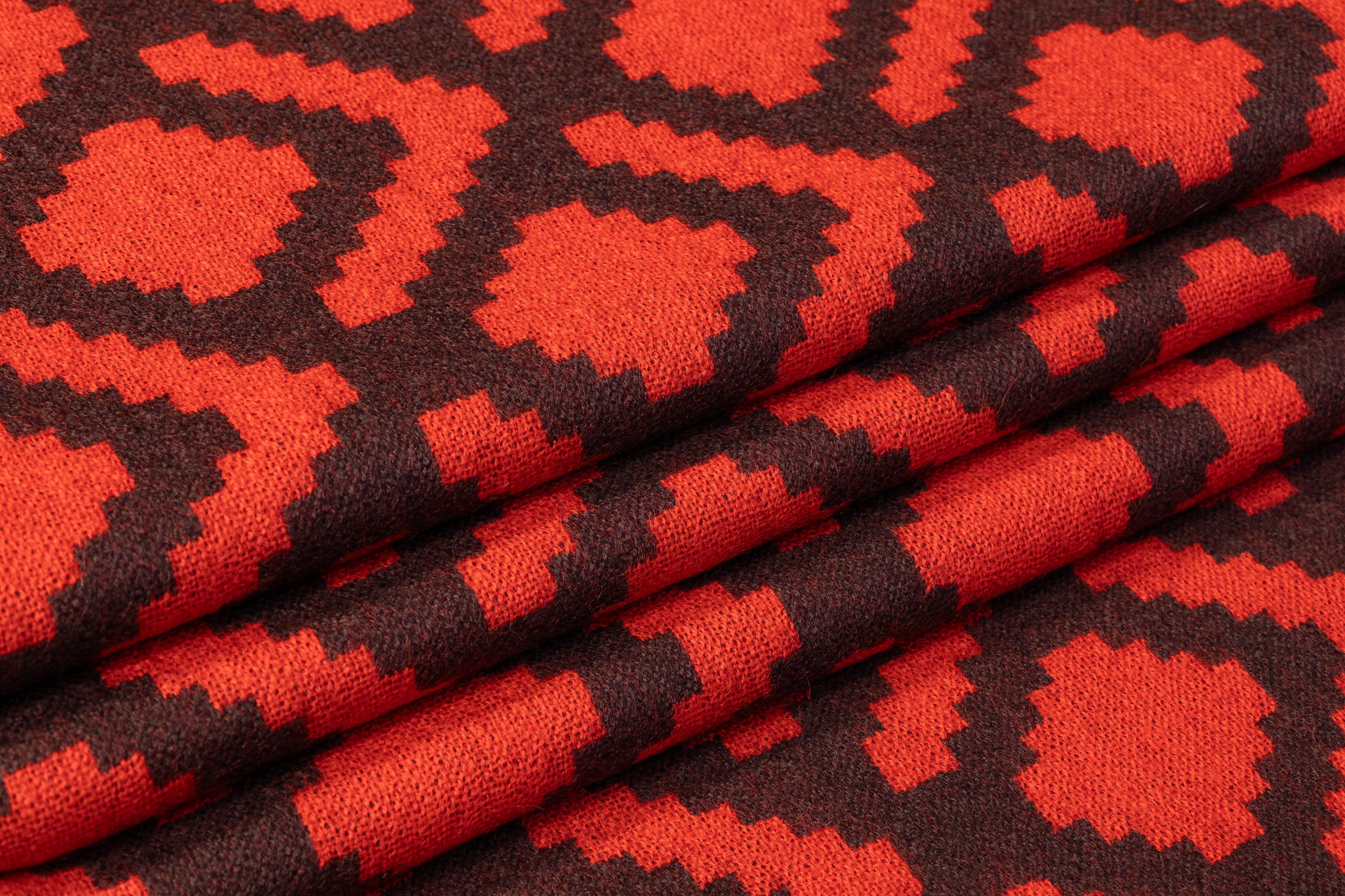 Geometric Italian Wool - Burnt Orange / Brown