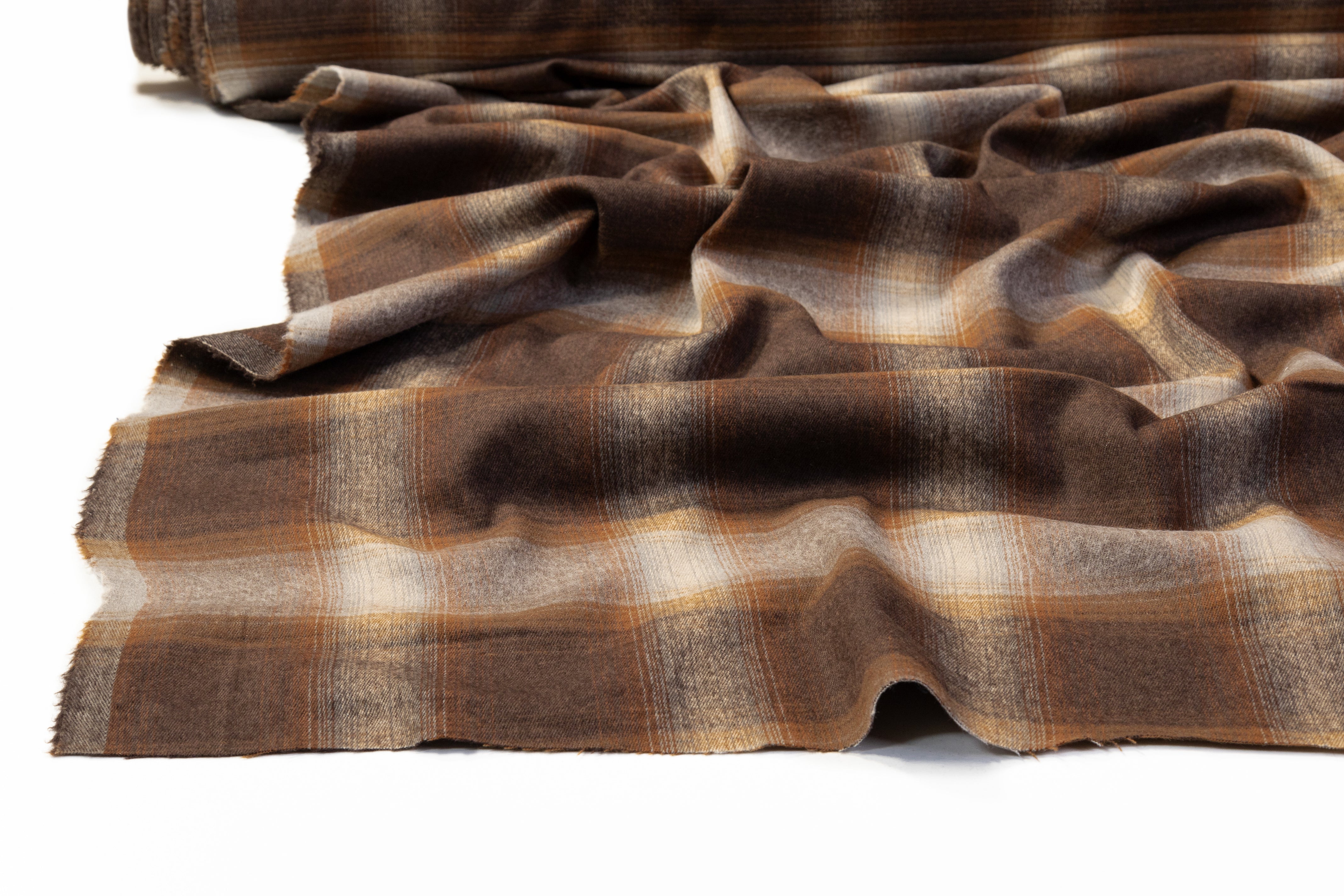 Plaid Italian Cotton Wool Flannel - Brown